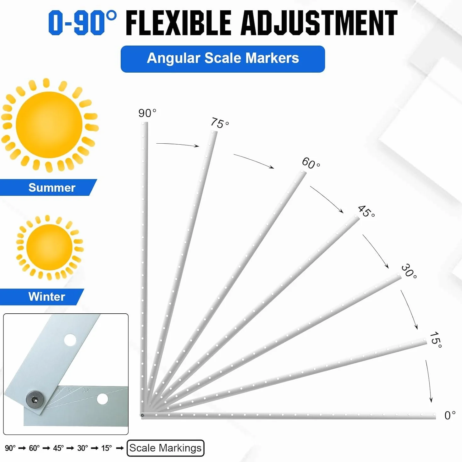 ECO-WORTHY 4 pary uchwytów na panel słoneczny, 1140 mm, uchwyt na moduł solarny, mocowanie balkonowe do panelu słonecznego, regulowany uchwyt 0-90°, do płaskiego dachu, ogrodu