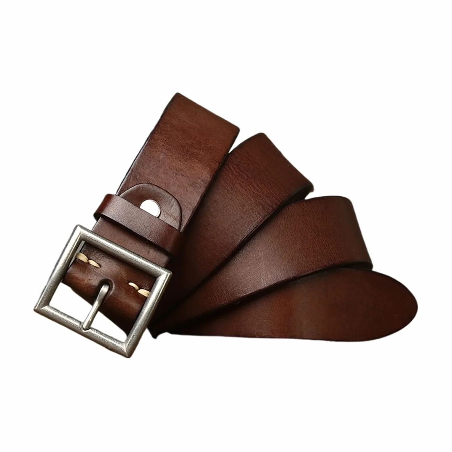 3.8CM prawdziwa skóra bydlęca luksusowy pasek męskie paski Cowskin Retro Vintage klamra ze stali nierdzewnej pasek męski