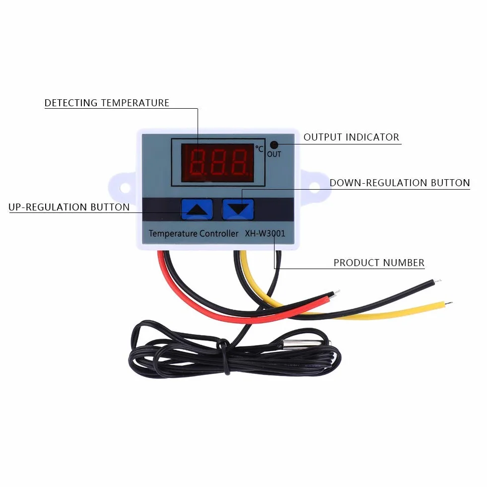 Regulator Temperatury, Dc 12V 120W Moduł Cyfrowego Regulatora Temperatury Led Xh-W3001 Mini Wyłącznik Termostatyczny Z Wodoodporną Sondą Czujnikową