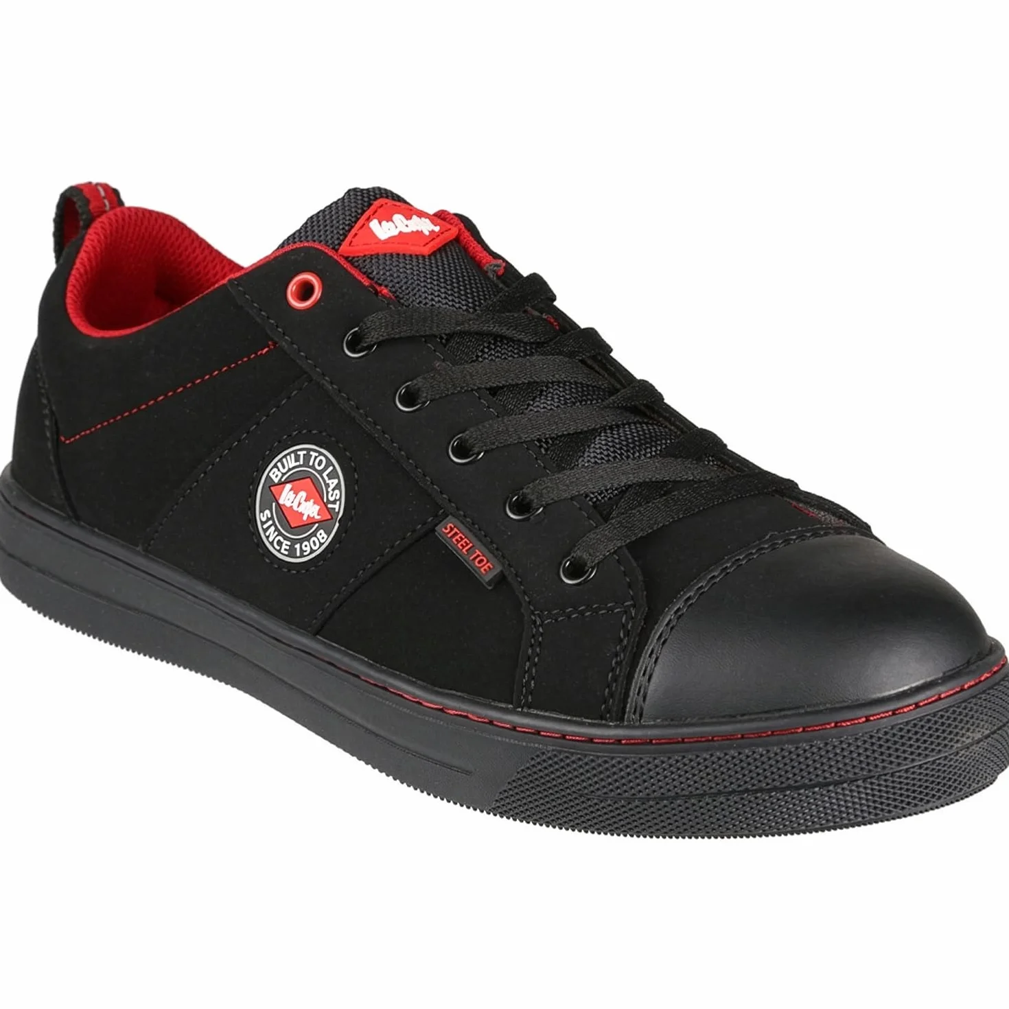 Lee Cooper ‎LCSHOE054 Unisexowe obuwie ochronne robocze SB/SRA w stylu retro baseball nowoczesny design buty robocze BHP, Czarny, 44 EU