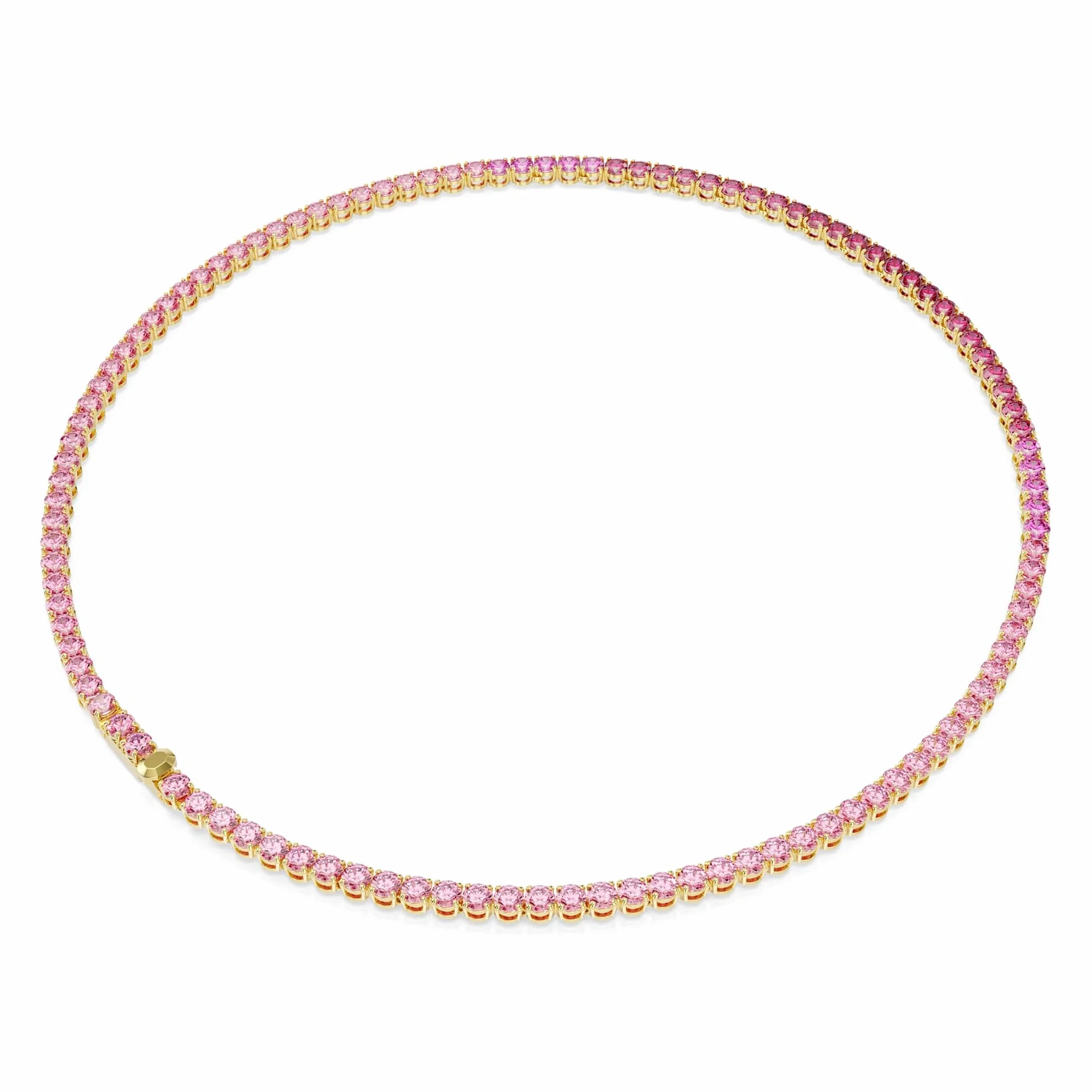 Swarovski Naszyjnik Tennis Matrix, Szlif okrągły, Różowy, Powłoka w odcieniu złota
