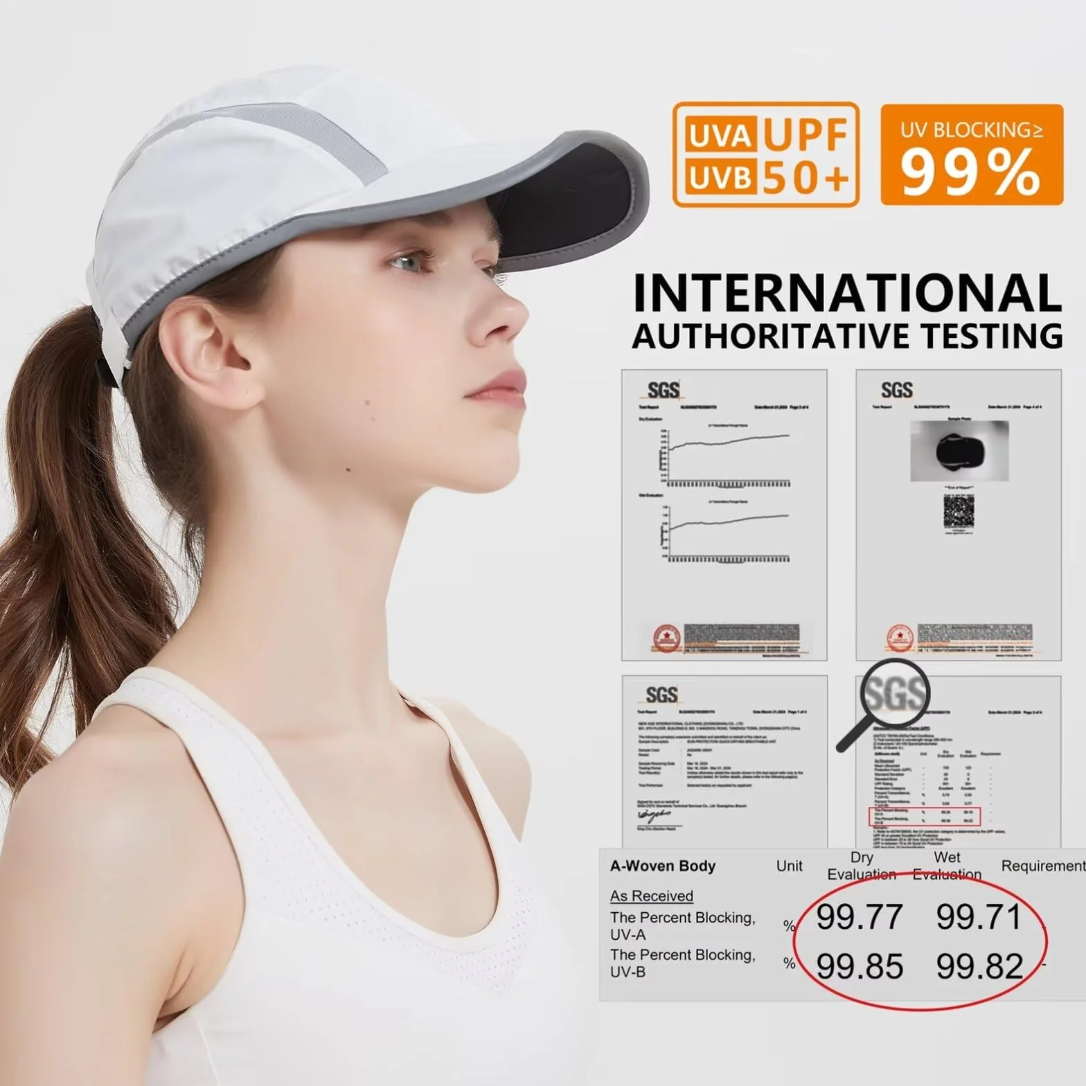 UPF50+ Quick Dry Sports Hat Lightweight Breathable Outdoor Running Cap Folding Series Light Grey