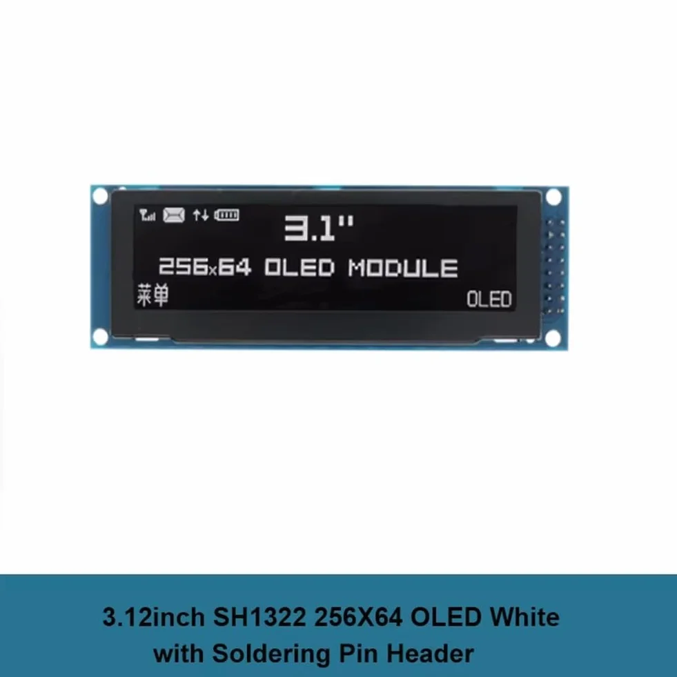 Wyświetlacz OLED 3,12 256x64 SSD1322 Sterownik Moduł Graficzny LCD Lutowanie Równoległe/SPI dla /C51 Biały