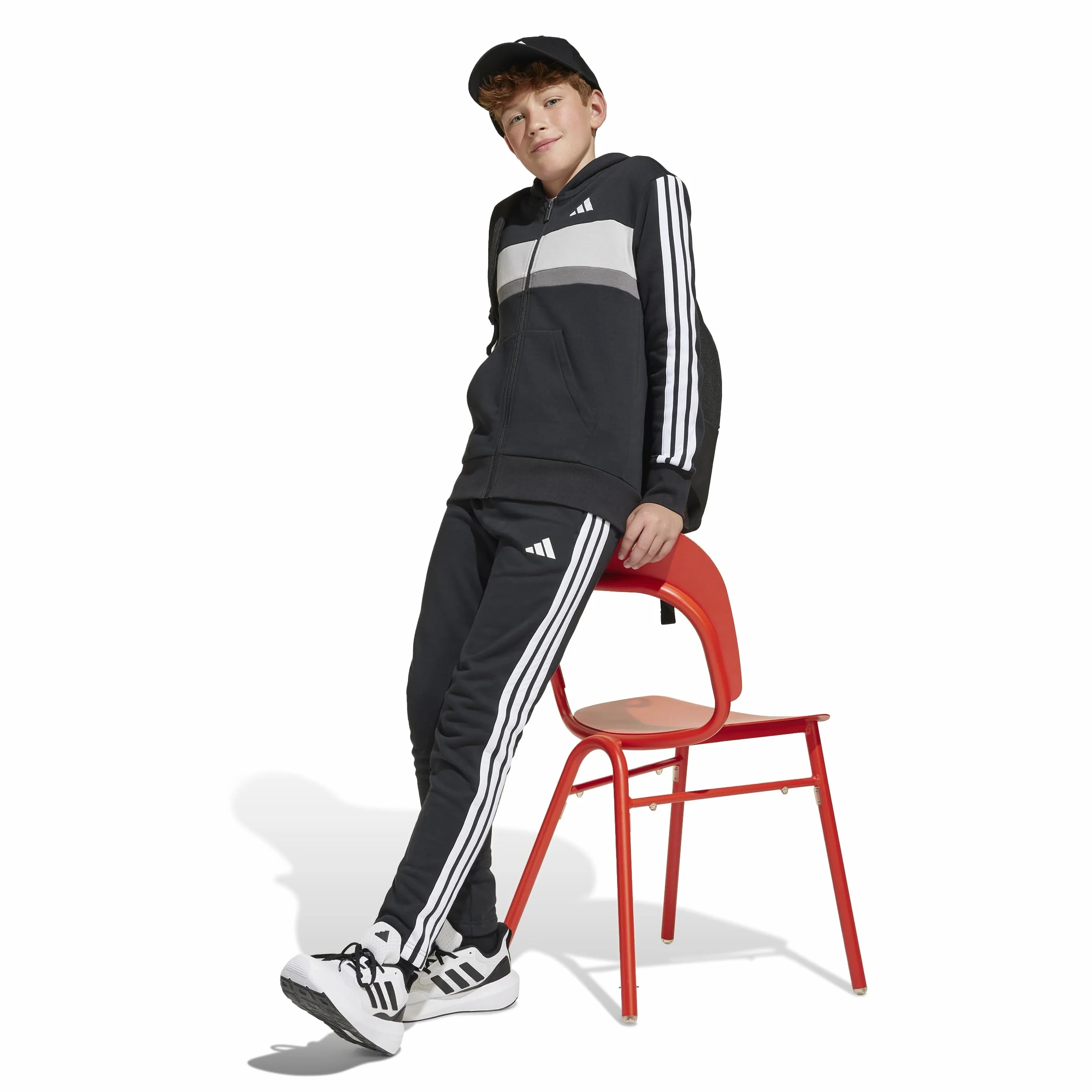 adidas Seasonal Essentials Tiberio 3 Stripes Fleece Tracksuit Dres Uniseks dziecięcy