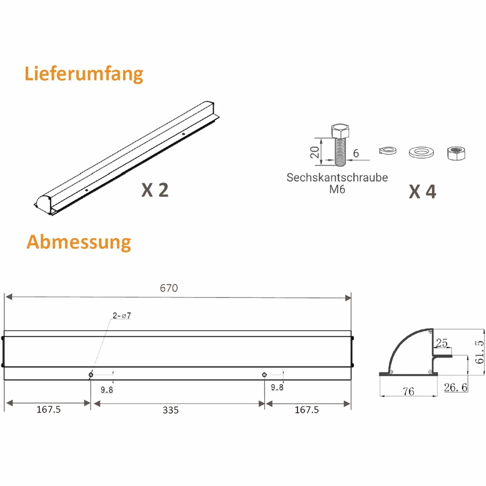 enjoy solar Aluminiowy panel słoneczny 670 mm, srebrny uchwyt sufitowy z nawierconymi otworami, idealny do kampera, przyczepy kempingowej, łodzi, przyczepy kempingowej, łodzi