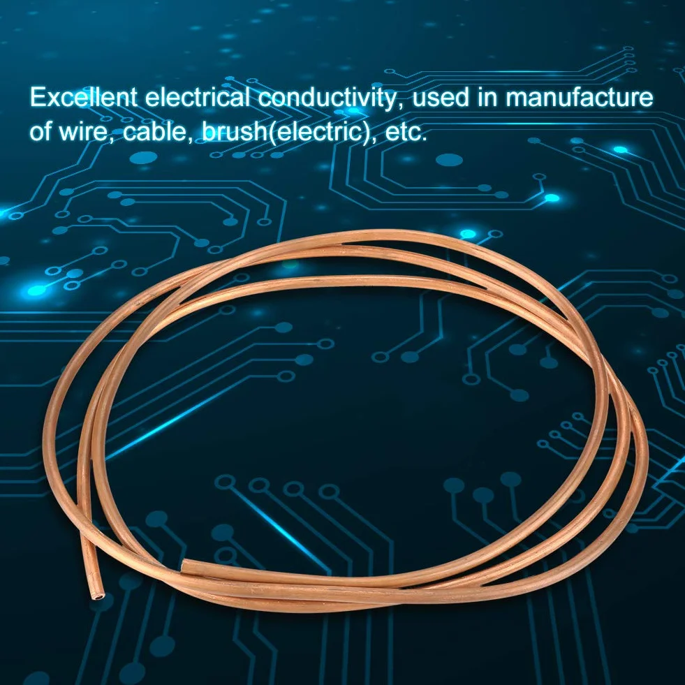 Rura miedziana 2M, OD 6mm x ID 4mm, miękka rura miedziana do generatorów, szyn zbiorczych, kabli, rozdzielnic, transformatorów i innych urządzeń elektrycznych, miedź T2
