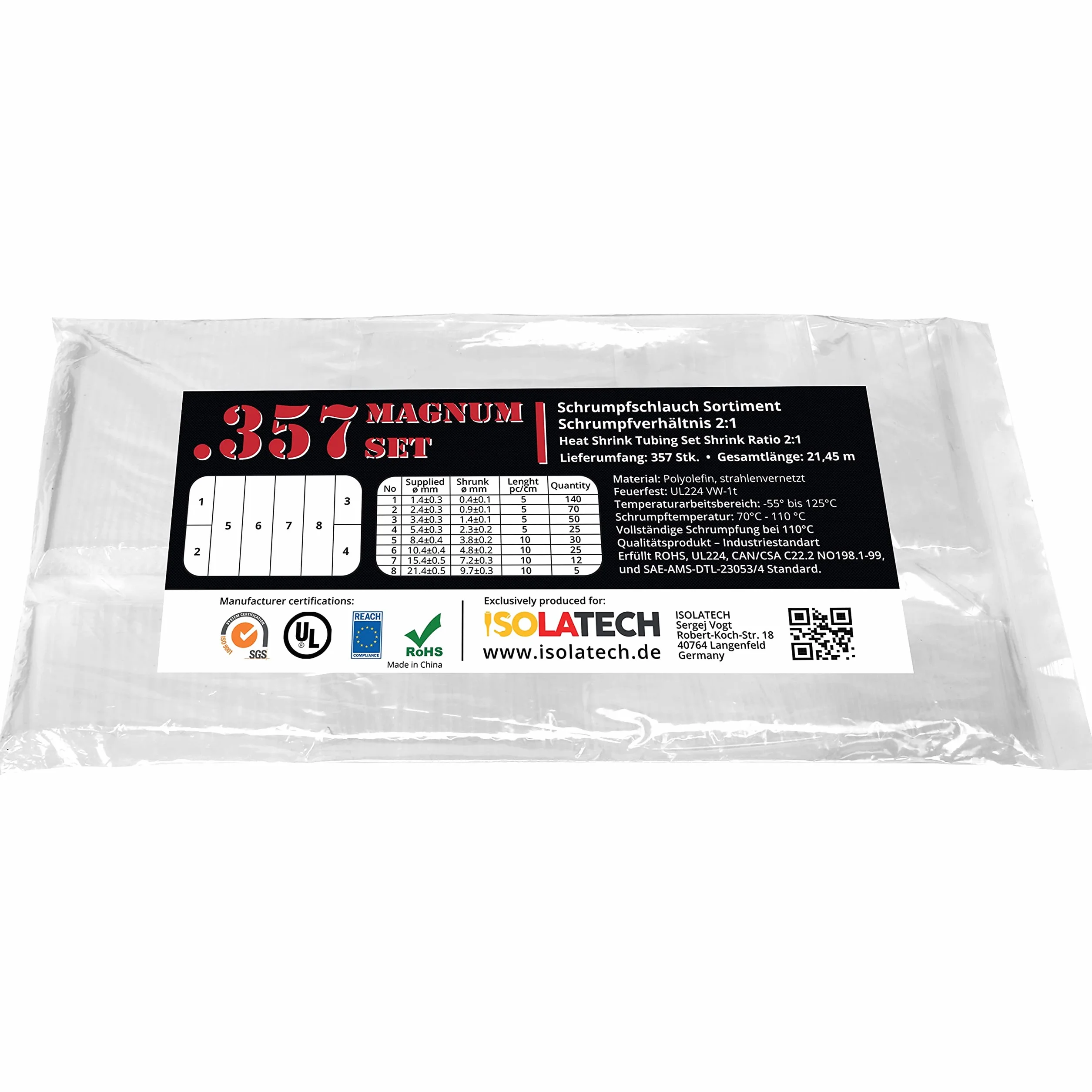 ISO-PROFI® 357-Magnum torba termokurczliwa asortyment 2:1 przezroczysty