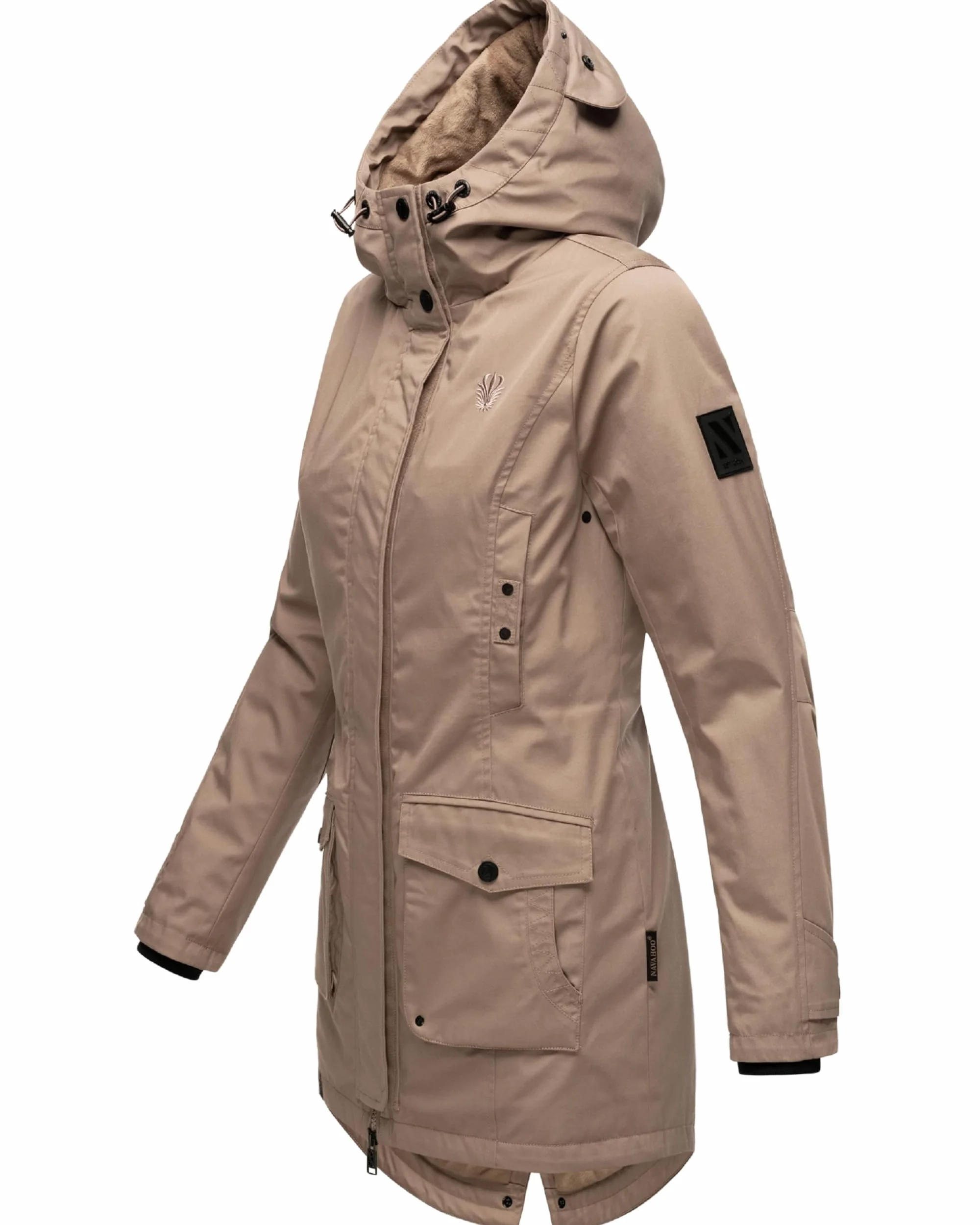 Navahoo Damska kurtka przejściowa, ciepły krótki płaszcz, parka zimowa, wodoszczelna, z kapturem, Brinjaa, XS-XXL
