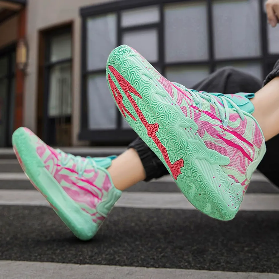 Męskie buty do koszykówki modne antypoślizgowe trampki i buty sportowe unisex lekka gumowa podeszwa zewnętrzna, oddychające, sportowe trampki młodzieżowe
