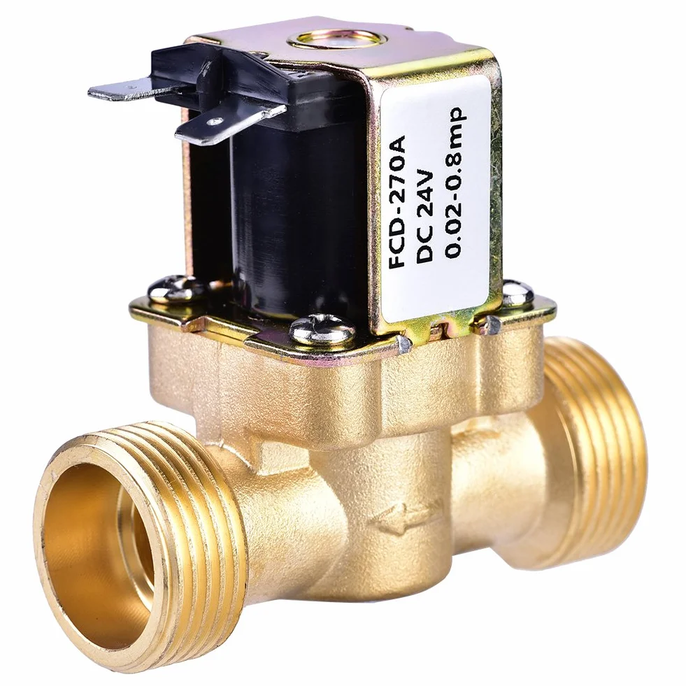 Elektryczny zawór elektromagnetyczny, 3/10.2 cm DC 24 V normalnie zamknięty mosiężny magnetyczny zawór przepływu wody przełącznik przepływu wody do regulacji wody