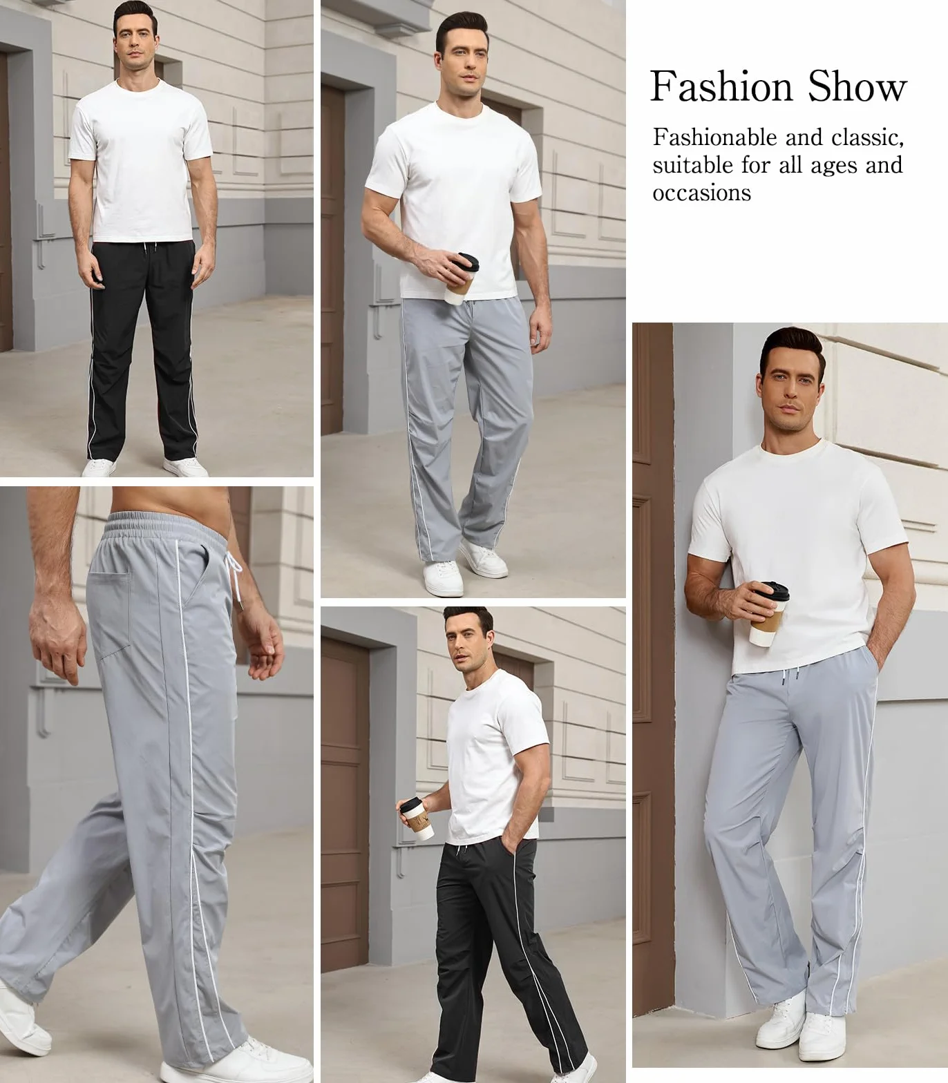 Suwangi Męskie spodnie dresowe do joggingu, na siłownię, spodnie treningowe, spodnie treningowe, spodnie treningowe, Y2k, streetwear, na co dzień, z kieszeniami