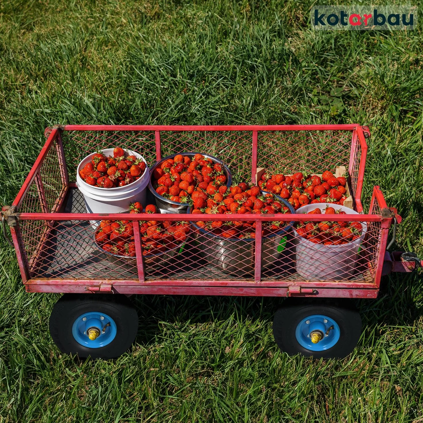 KOTARBAU® Zestaw 2 kół do wózka transportowego, koła do wózka transportowego z pełnymi oponami gumowymi 260 x 85 mm 3.00-4, wzmocnione, 4PR, koła kompletne, opony do wózka transportowego, koła