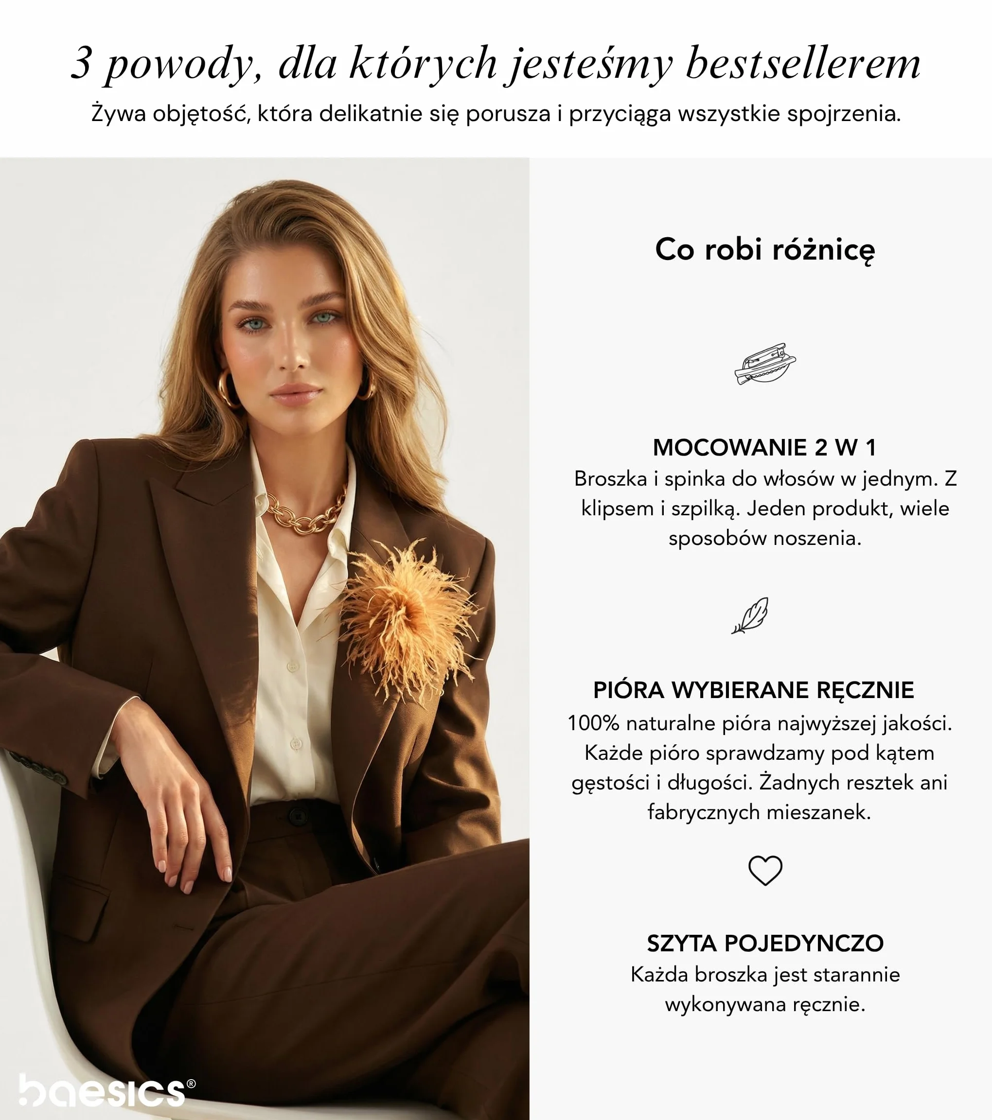 Broszka z piórami strusimi vintage na ślub karnawał