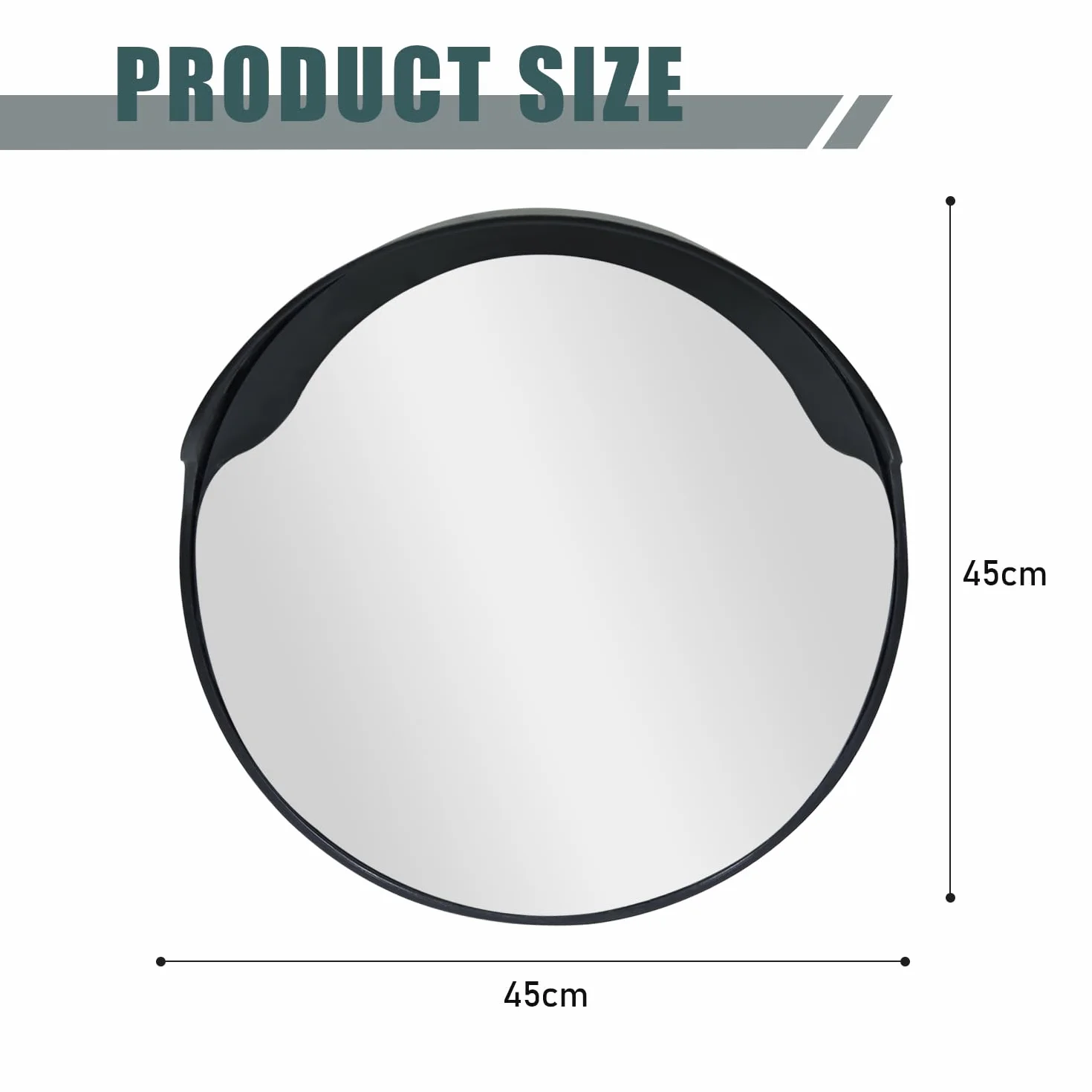CCLIFE Lustro drogowe 45 cm, wypukłe lustro z grubą warstwą lustra, garaże, podjazdy, pomoc przy parkowaniu, regulowany szeroki kąt widzenia, wewnątrz i na zewnątrz, wypukłe lustro bezpieczeństwa