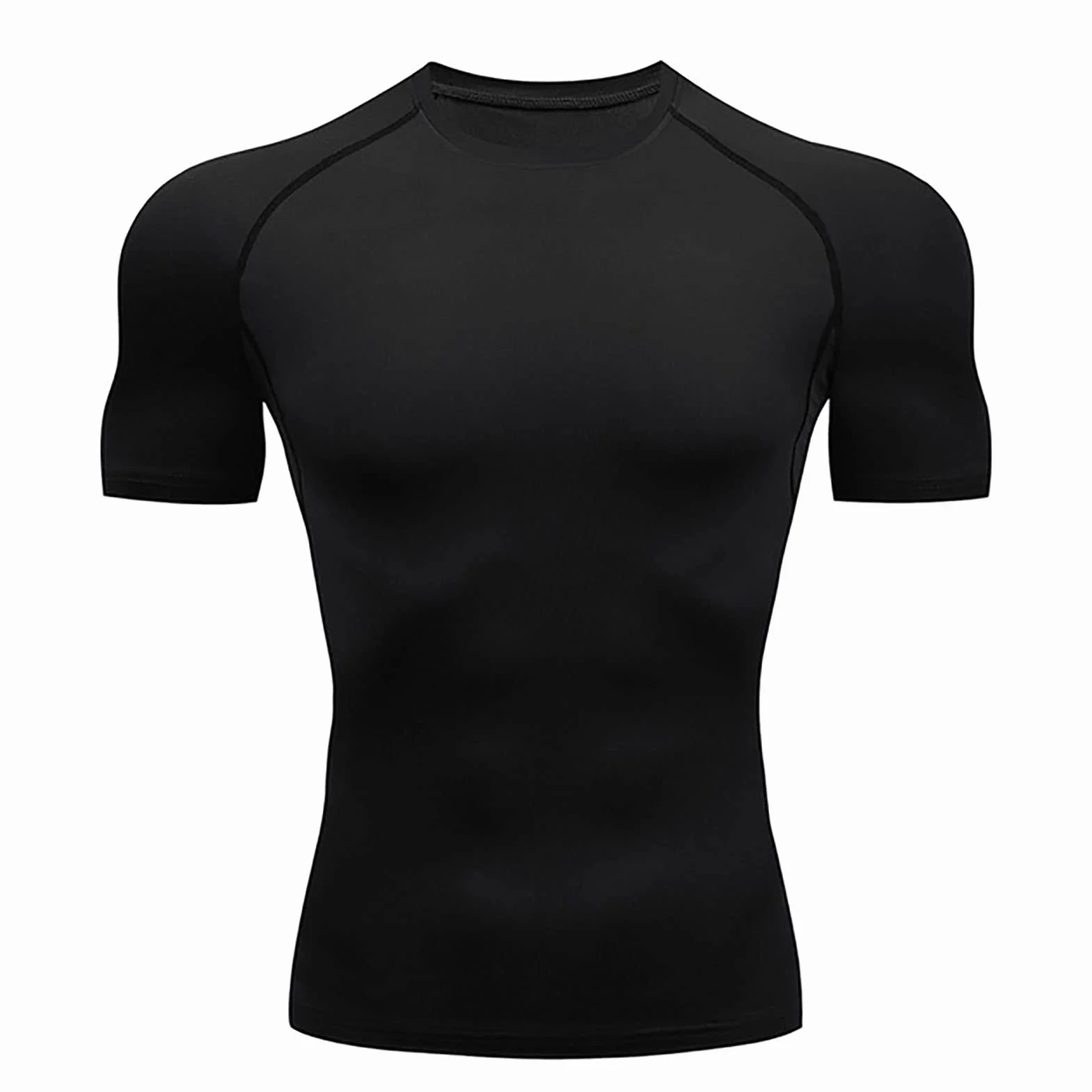 Męskie Koszulki Kompresyjne, Męskie Koszulki Kompresyjne Cool Dry z Krótkim Rękawem T-shirty Sportowe Topy Koszulka Sportowa do ćwiczeń (L)