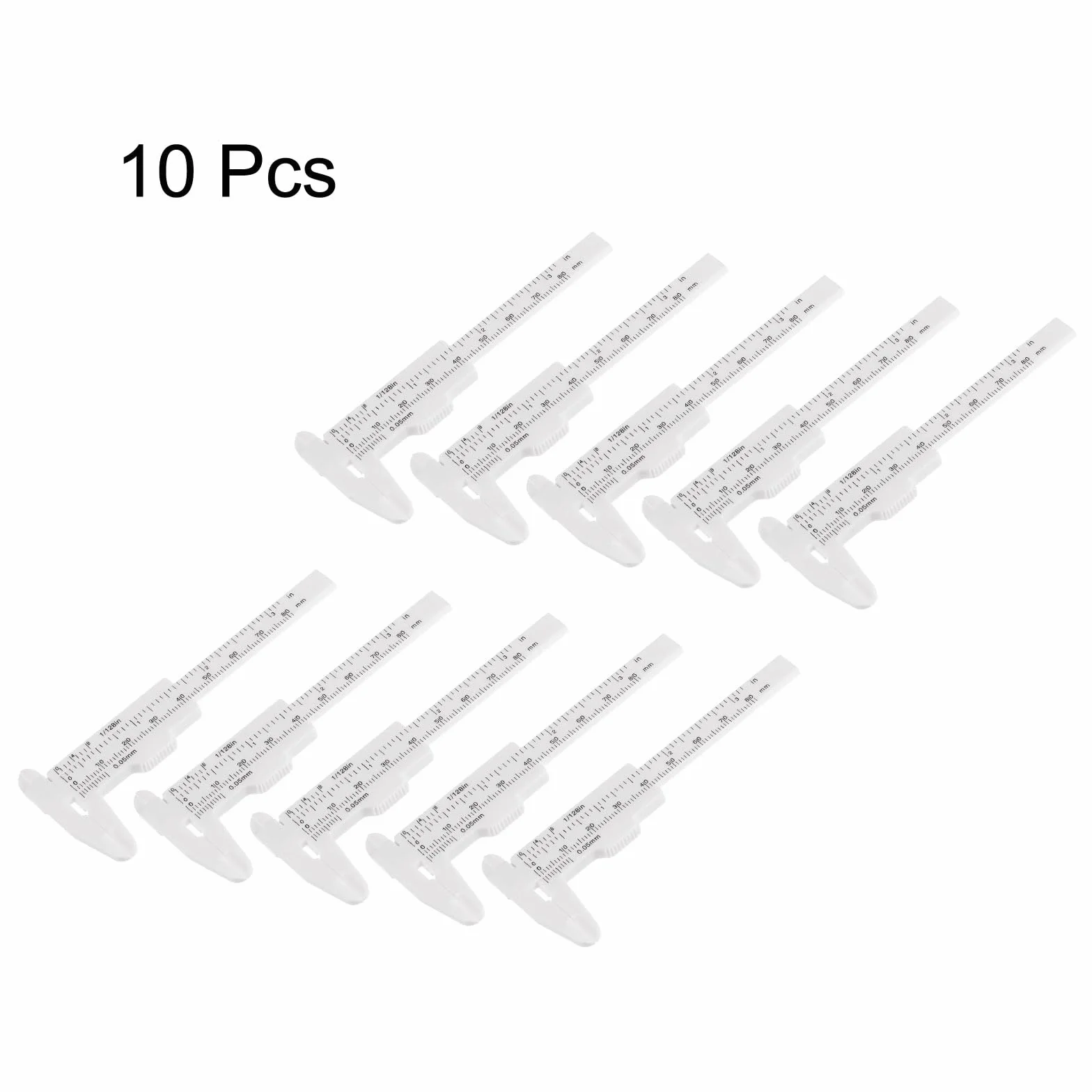 QUARKZMAN 10 szt. mini plastikowa suwmiarka 80 mm 3" suwmiarka przenośna linijka narzędzie pomiarowe (metryczne/cale) biała