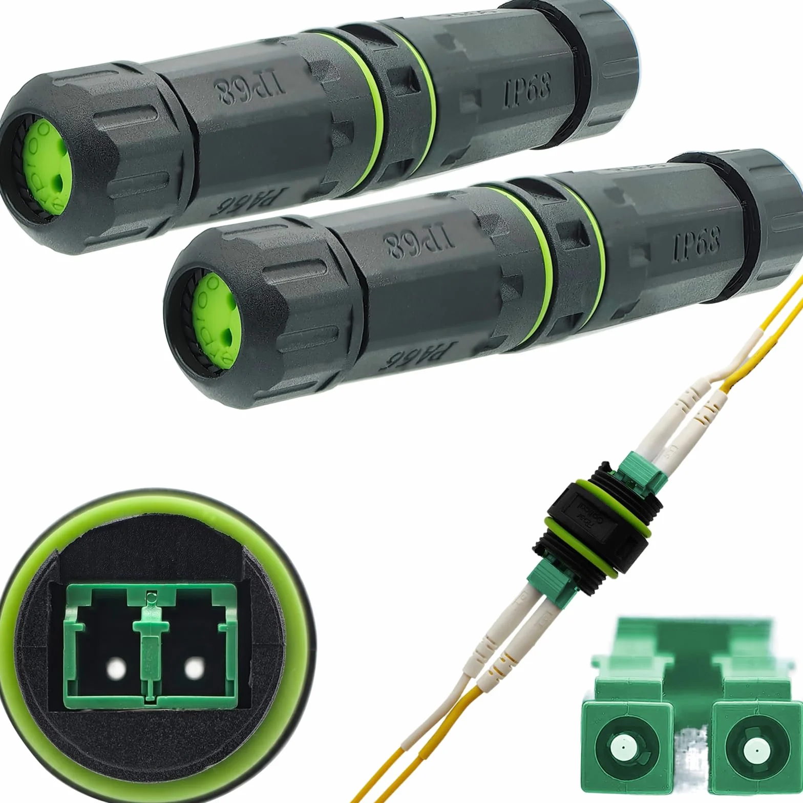 Złącze światłowodowe LC Duplex, CTRICALVER wodoodporne zewnętrzne złącze optyczne IP68, złącze światłowodowe LC do LC Duplex Fiber Connector (2 sztuki)