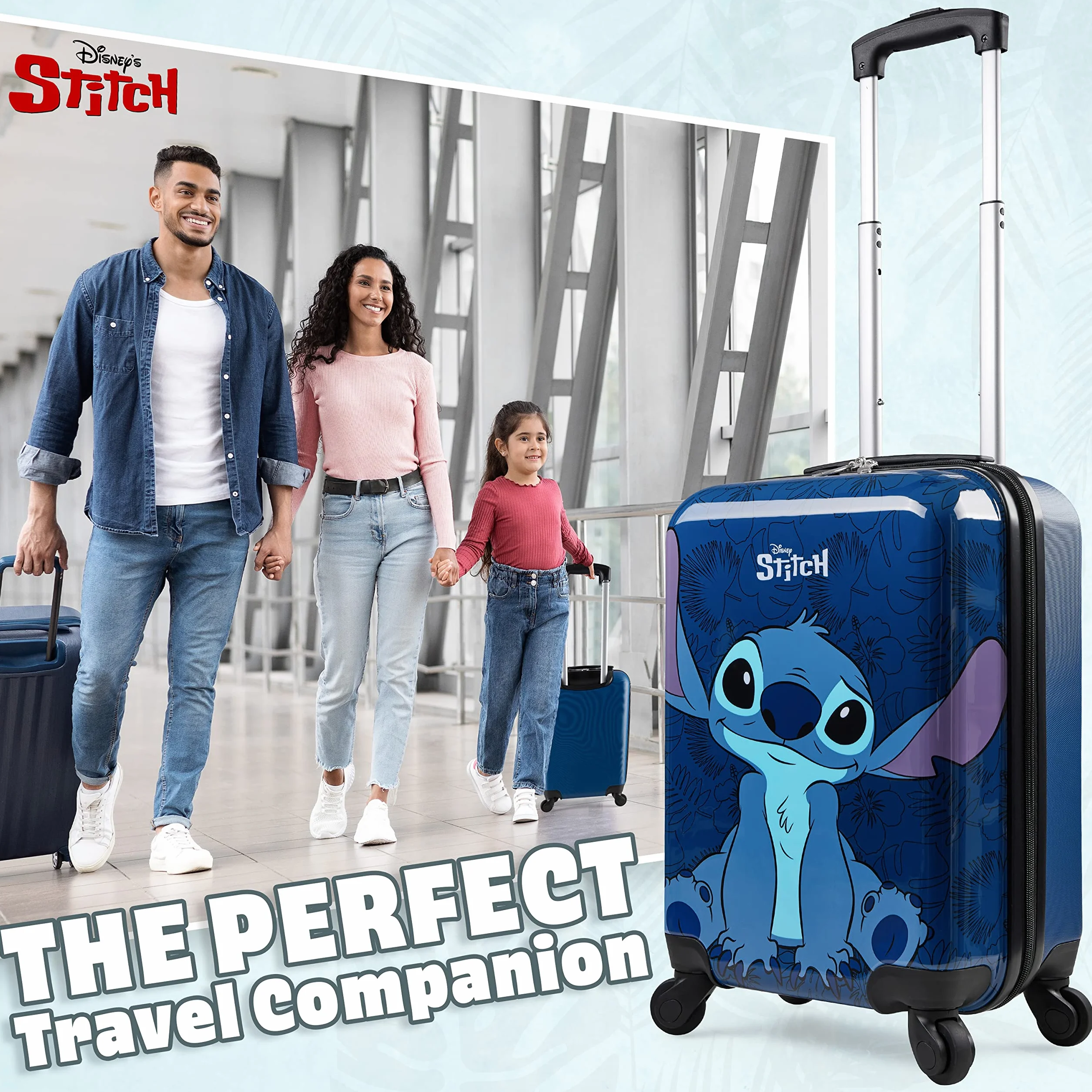 Disney Ścieg nor na torbę podróżną walizki dla dzieci i dorosłych bagaż podręczny lekka torba kabiny twardej skorupy z kółkami i uchwytem Jeden Rozmiar Ciemnoniebieski ścieg