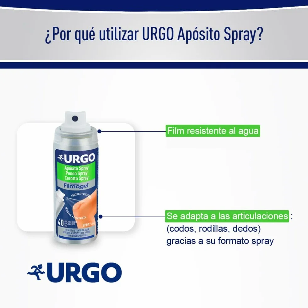 Urgo - Opatrunek w sprayu Filmogel® - Niewidoczny, gojący się rany, wodoodporny - Spray 40 ml, 40 zastosowań
