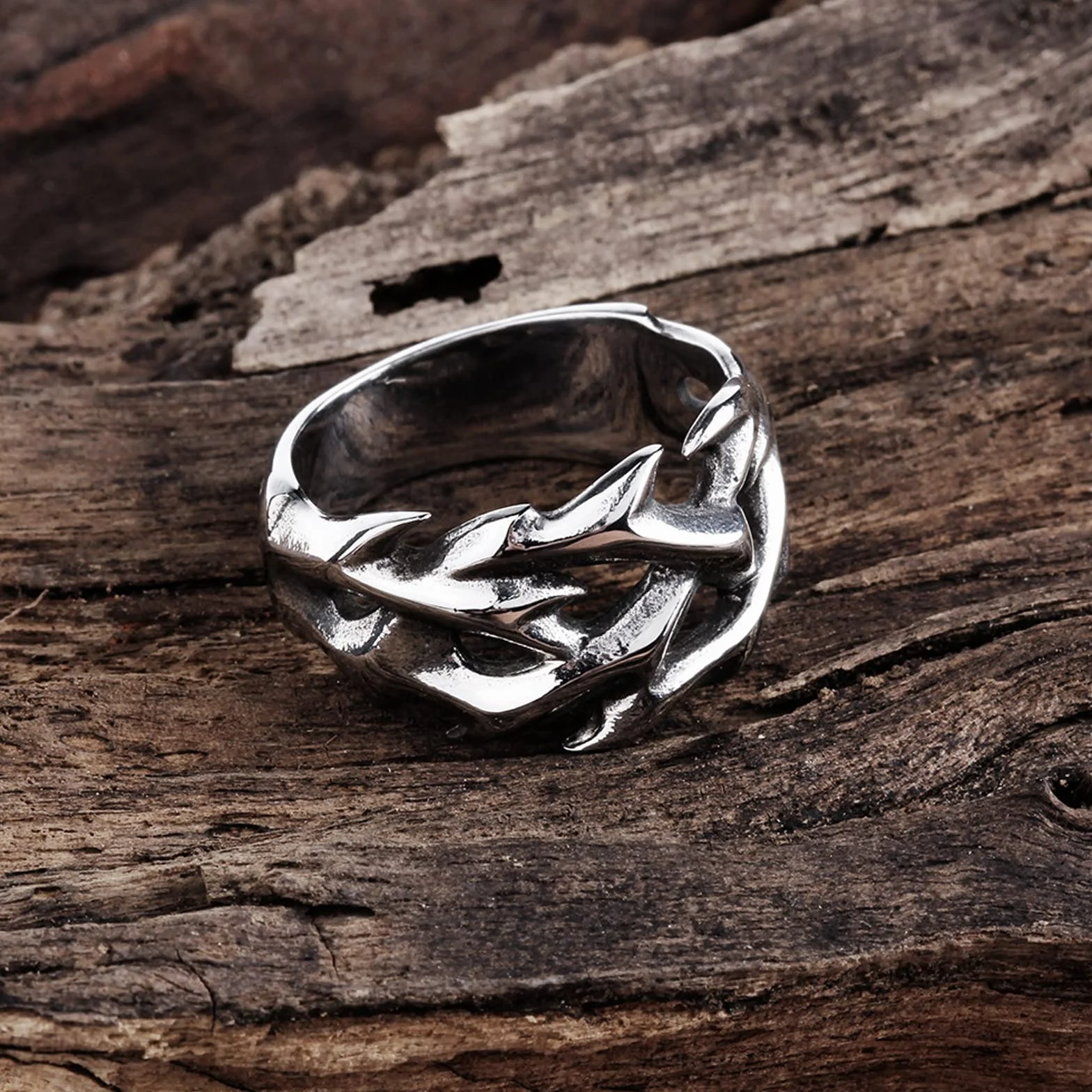 Vintage Hollow Out Design ciernie ze stali nierdzewnej męski pierścionek pierścionki dla par dla mężczyzn kobiety fajne Nordic Viking akcesoria biżuteria prezent