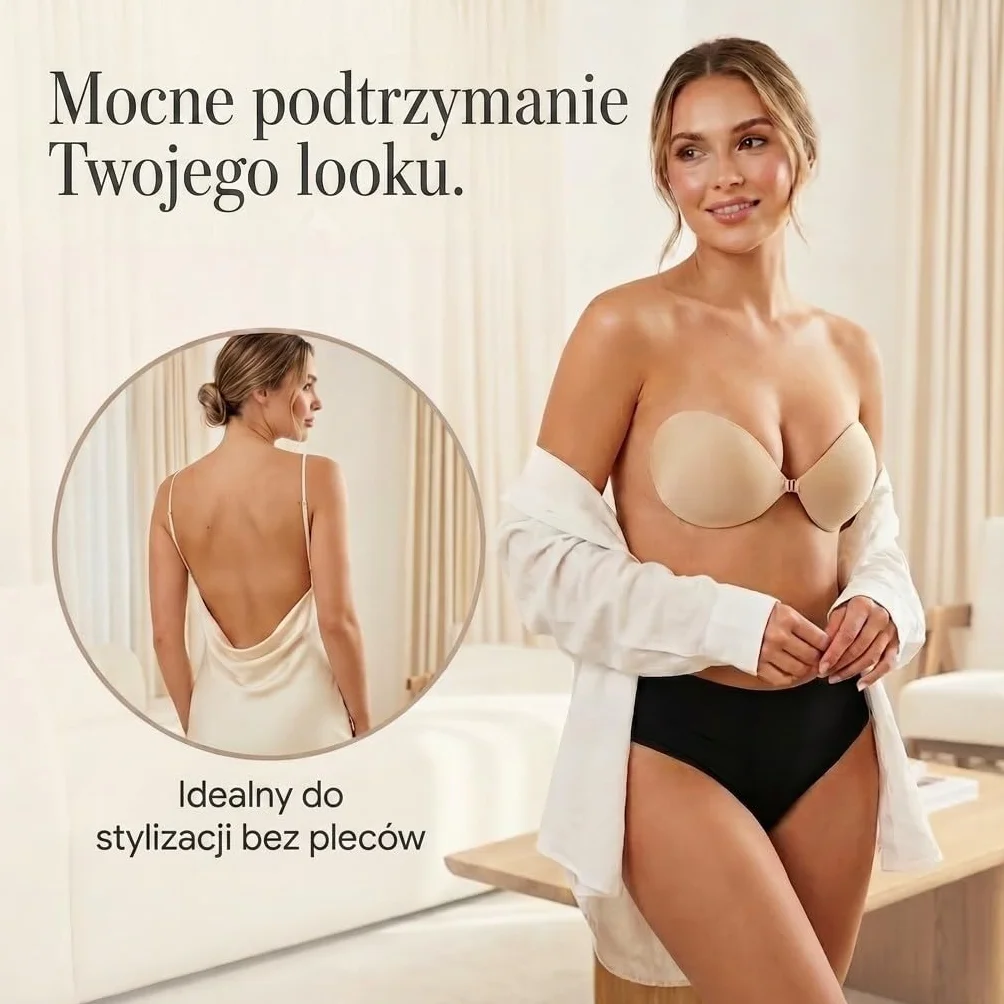 Klejony biustonosz Push Up beżowy
