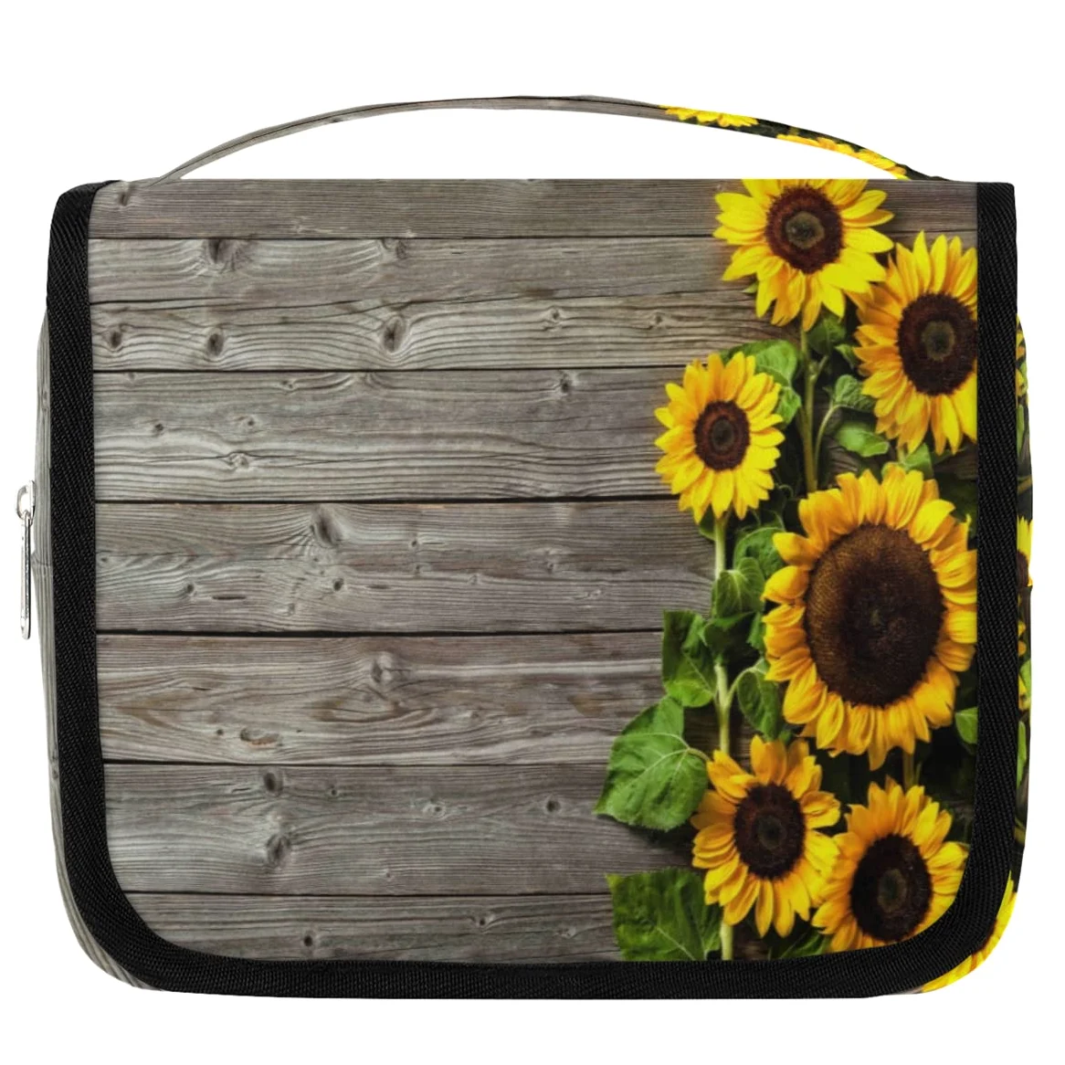 Słonecznik Deski Podróżna Kosmetyczka Słonecznik Retro Mycie Torba Unisex Wiszące przybory toaletowe Kosmetyczka Organizer do makijażu, wielobarwny, Jeden rozmiar