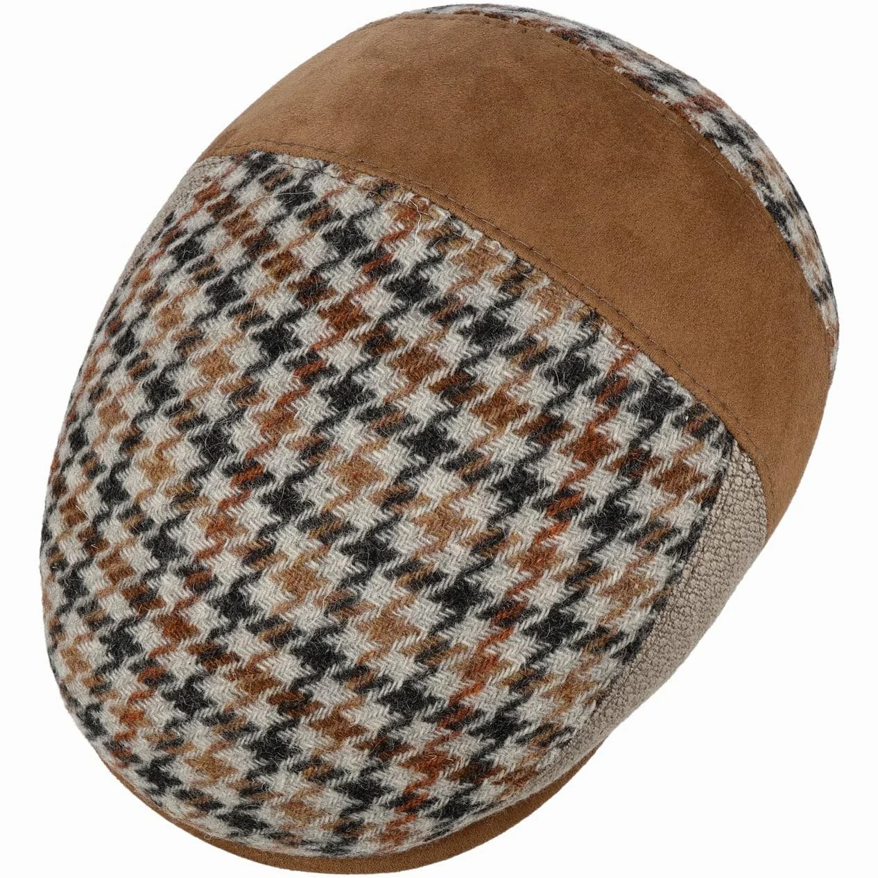 LIERYS Burnham Patchwork płaska czapka z daszkiem męska – wyprodukowana we Włoszech z daszkiem, na jesień, zimę, jesień, zimę, rozmiar S (54-55 cm), beżowo-brązowa