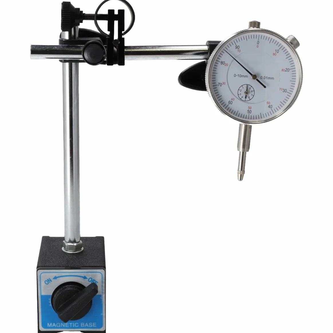 RESSER Statyw Magnetyczny z Czujnikiem Zegarowym 0–100 mm Uchwyt Pomiarowy Magnetyczny Zegar Pomiarowy
