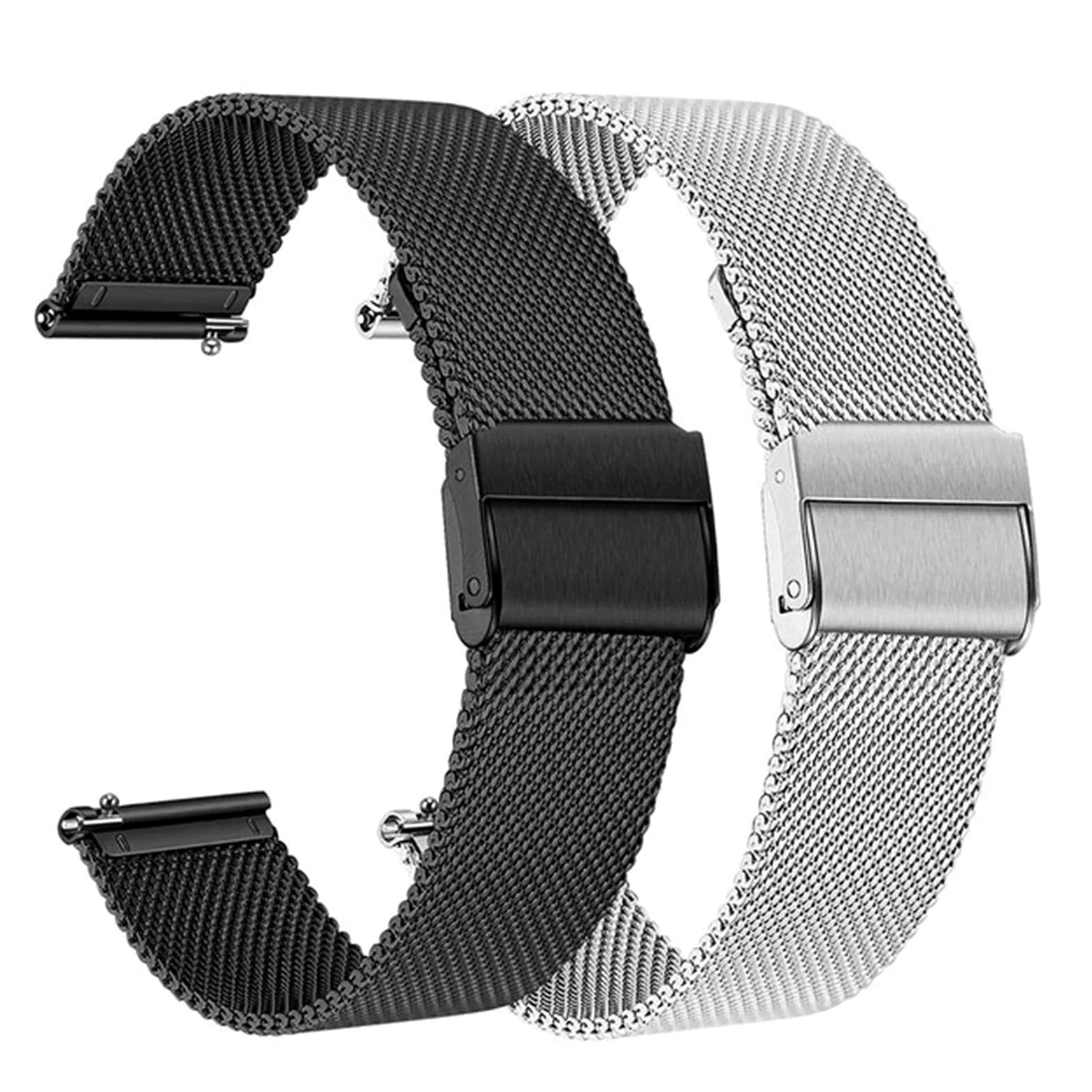 Pasek do zegarka Quick Release Mesh Pleciony metalowy pasek ze stali nierdzewnej dla mężczyzn i kobiet Regulowany 18 mm, 20 mm, 22 mm Bransoletka / 18 mm/różoworóżowy
