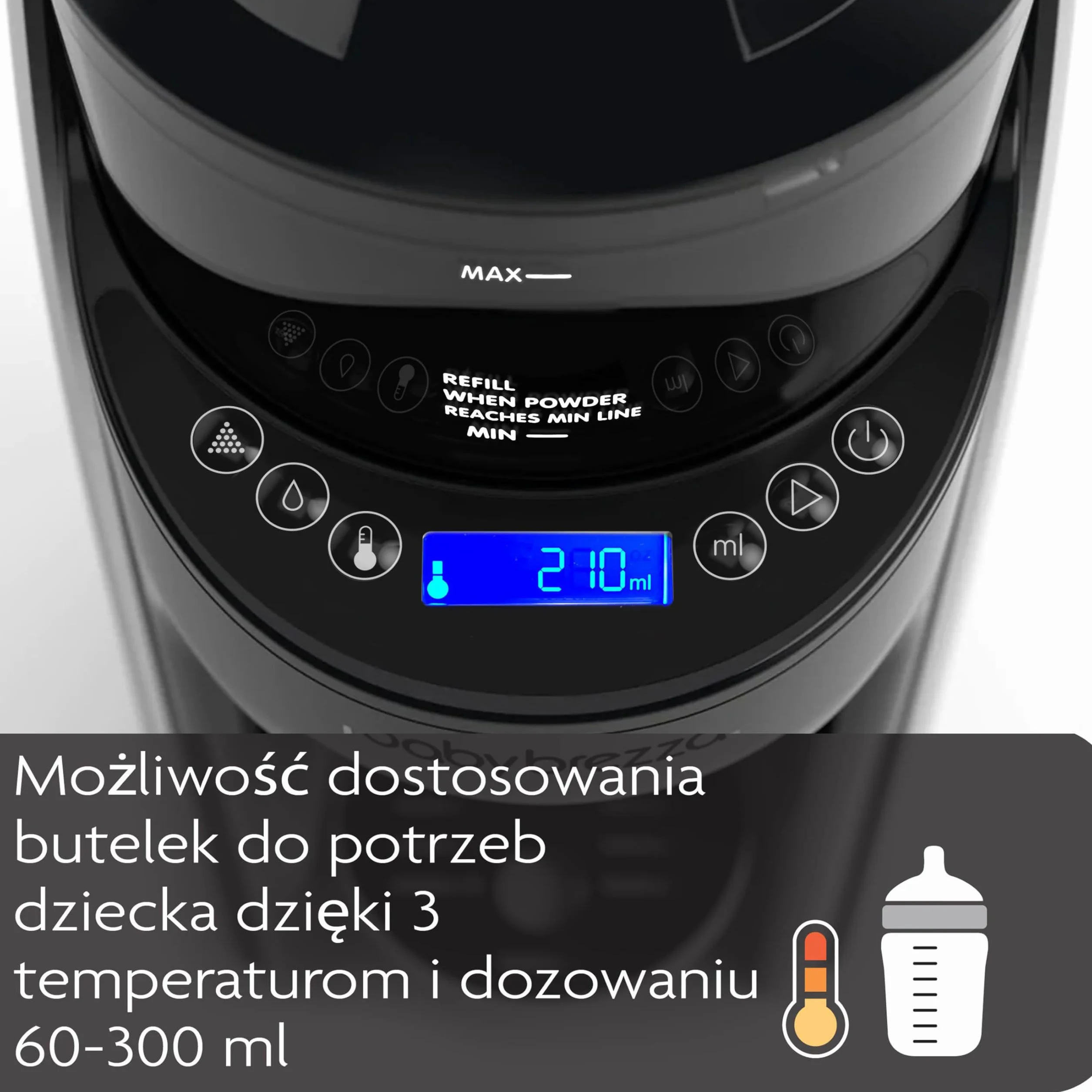 Baby Brezza - Automatyczny ekspres do Przygotowywania Butelek z mlekiem Formula Pro Advanced - Węgiel Szary - Precyzyjna Technologia Mieszania Mleka w Proszku i Wody - 3 Ustawienia Temp. - 60-300 ml