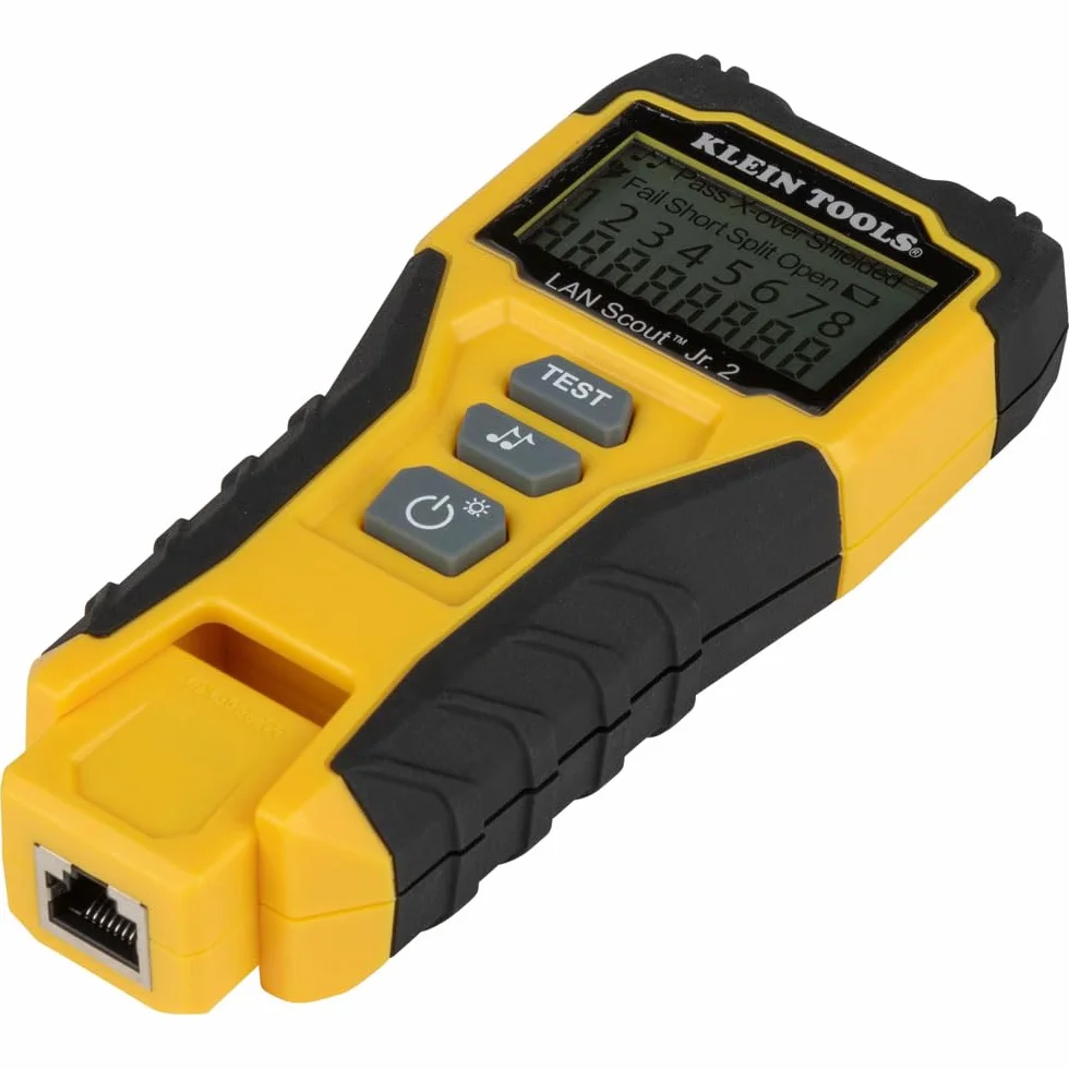 Klein Tools VDV526‑200E | V LAN Scout Jr. 2 tester kabli | do kabli sieciowych Cat 3-7 | test RJ45 i toner | LCD z podświetleniem tła | pilot zdalnego sterowania i baterie w zestawie | kompaktowa