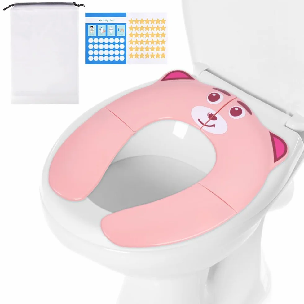 HOTUT Deska sedesowa dla dzieci, przenośna, silikonowa deska sedesowa, wielokrotnego użytku Potty Training z 1 torbą do przenoszenia, reduktor wody dla dzieci dla chłopców