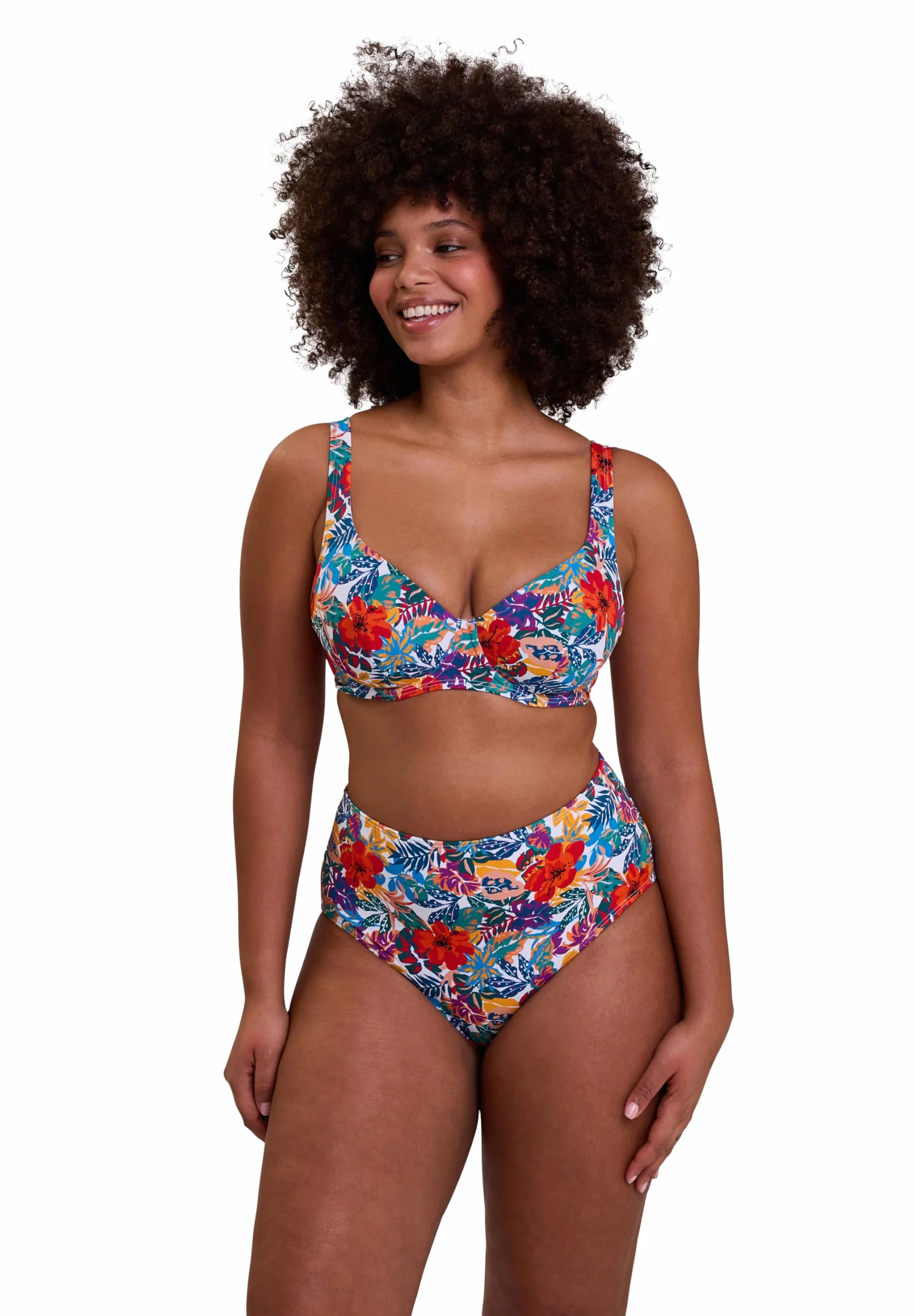 Sans Complexe Curaçao bikini damskie 85D wielokolorowy nadruk tropikalny