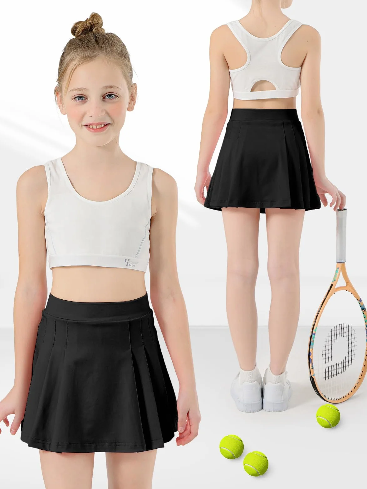 Spódnica tenisowa dla dziewcząt, plisowana spódnica ze spodenkami wewnętrznymi, kieszeniami, spódniczka sportowa, do golfa, skort, minispódniczka, mundurek szkolny 4-15