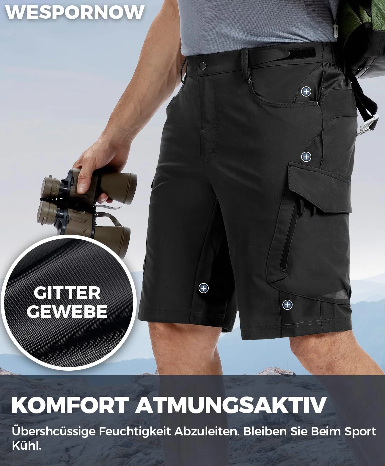 Wespornow górski-Bike-MTB szorty dla mężczyzn Czarny XXL