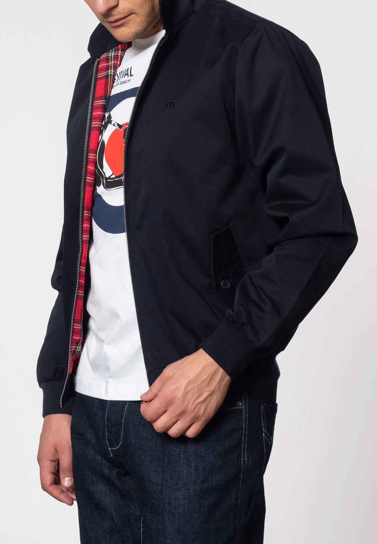 Merc Mężczyźni Harrington Kurtka, Niebieski, XL