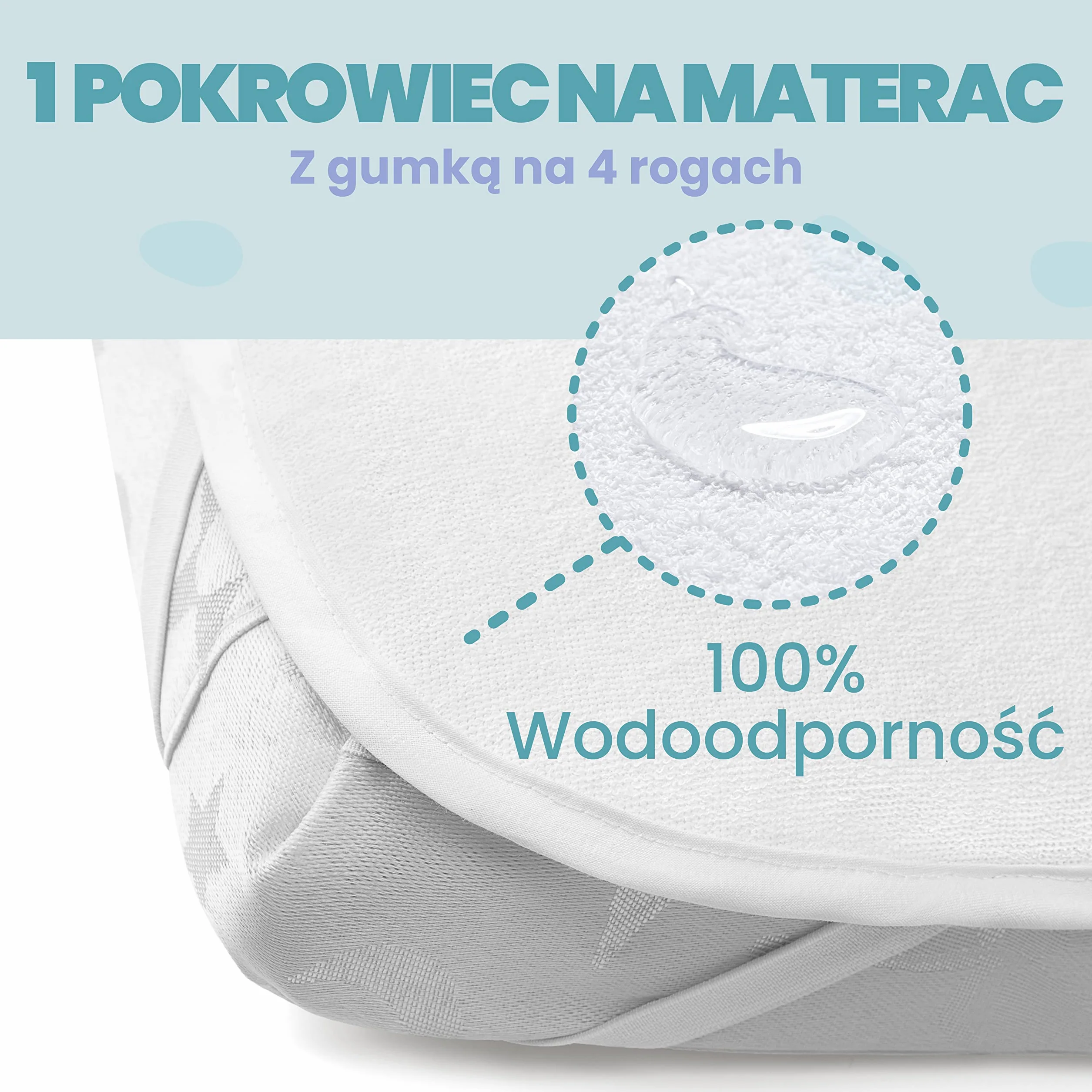 Zestaw 2 x 100% Bawełniane Prześcieradła z Gumką - 1 x 100% Wodoodporny Pokrowiec na Materac - Zestaw 3-55x90cm - Różowy