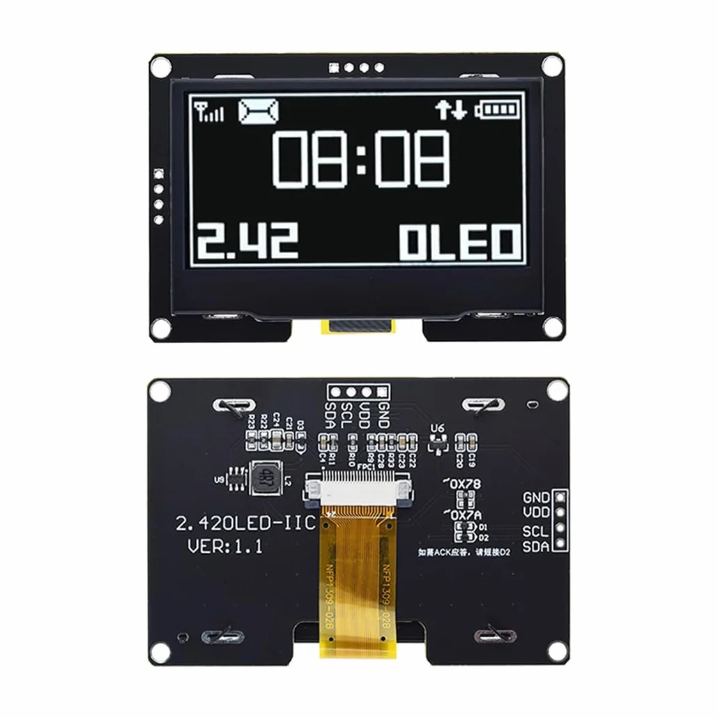 Hailege 2,42" SSD1309 128 x 64 Moduł wyświetlacza OLED 2,42 cala 4-pinowy (IIC biały)