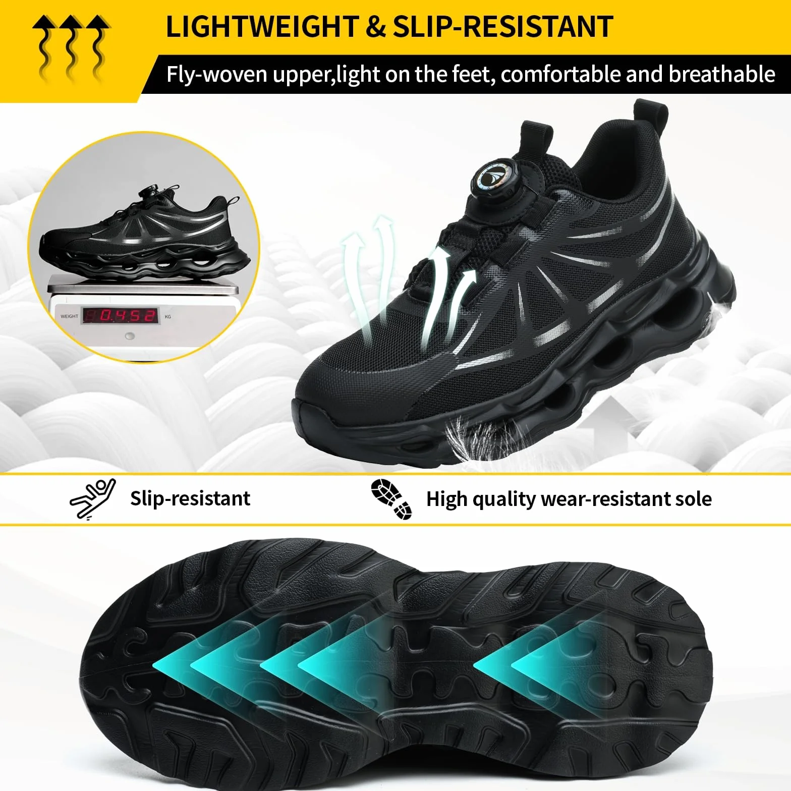 RASEARY Buty ochronne dla mężczyzn i kobiet antypoślizgowe lekkie buty robocze buty budowlane ze stalowym noskiem buty ochronne