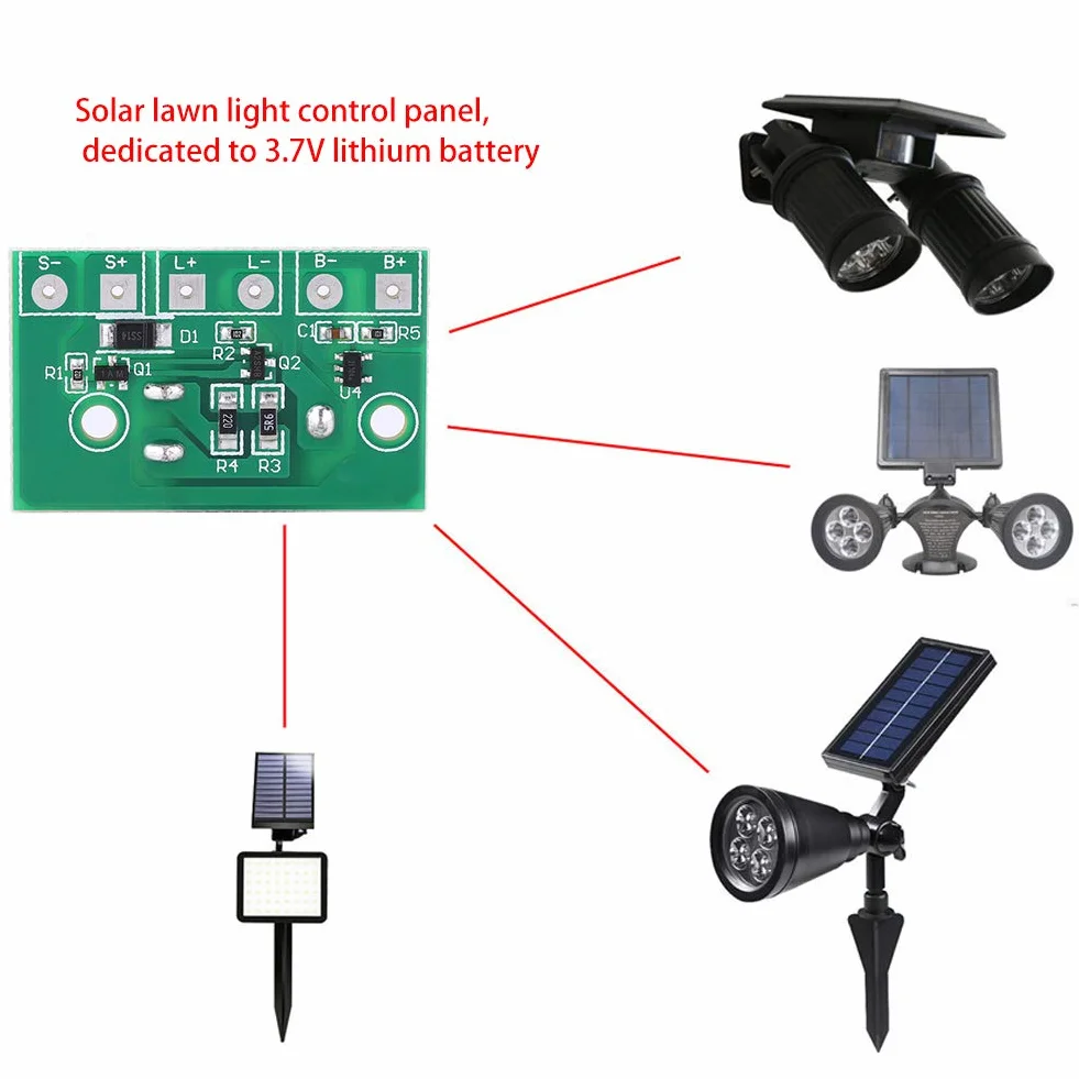 Kontroler lamp solarnych, moduł ładowania energią słoneczną 3,7 V MPPT płytka sterująca z włącznikiem moduł Power Bank do paneli słonecznych, na zewnątrz i trawnik