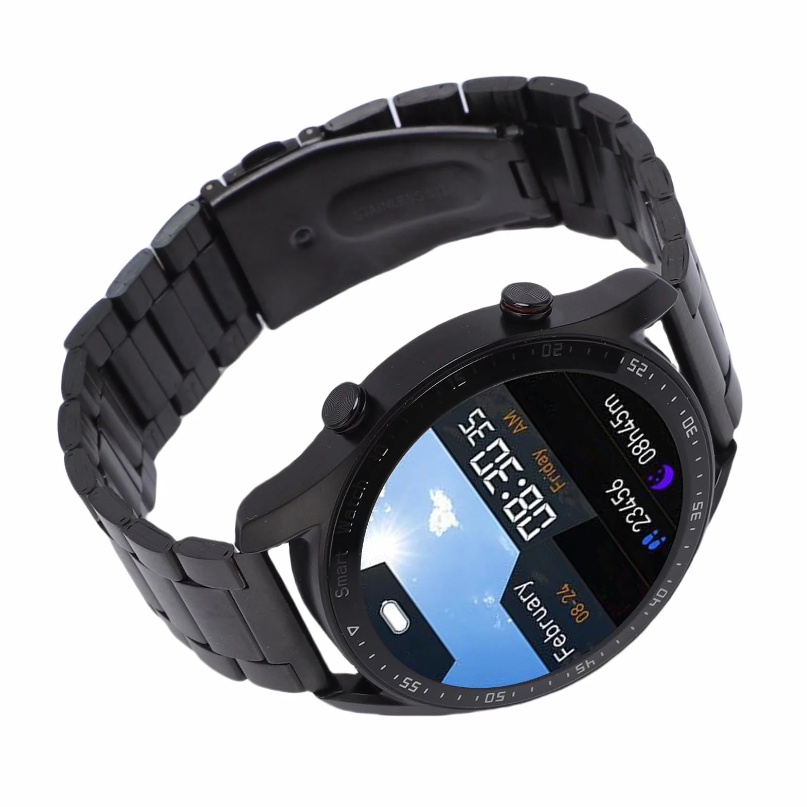 ASHATA Inteligentny Zegarek, Business Watch Professional Watch z 1.5 Cali Pełny Ekran Dotykowy 4 Twarze Zegarków BT Call Powiadomienia Fitness Tracker dla Mężczyzn Kobiety