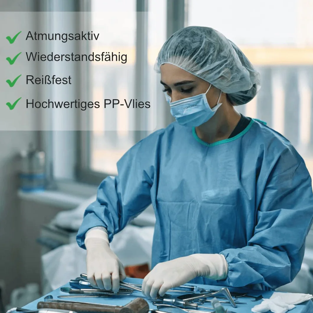 IEA Medical Jednorazowy fartuch ochronny rozmiar M | fartuch jednorazowy dla specjalistów w szpitalu i zakładzie pielęgnacyjnym | odzież ochronna przeciw wirusom niebieska, 10 sztuk