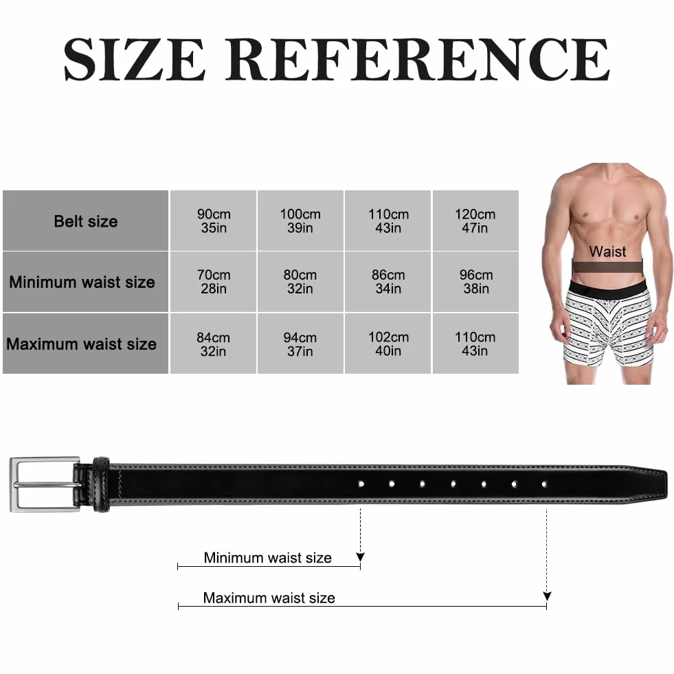 flintronic Pasek skórzany dla mężczyzn 28 mm regulowany klasyczny czarny 120 cm