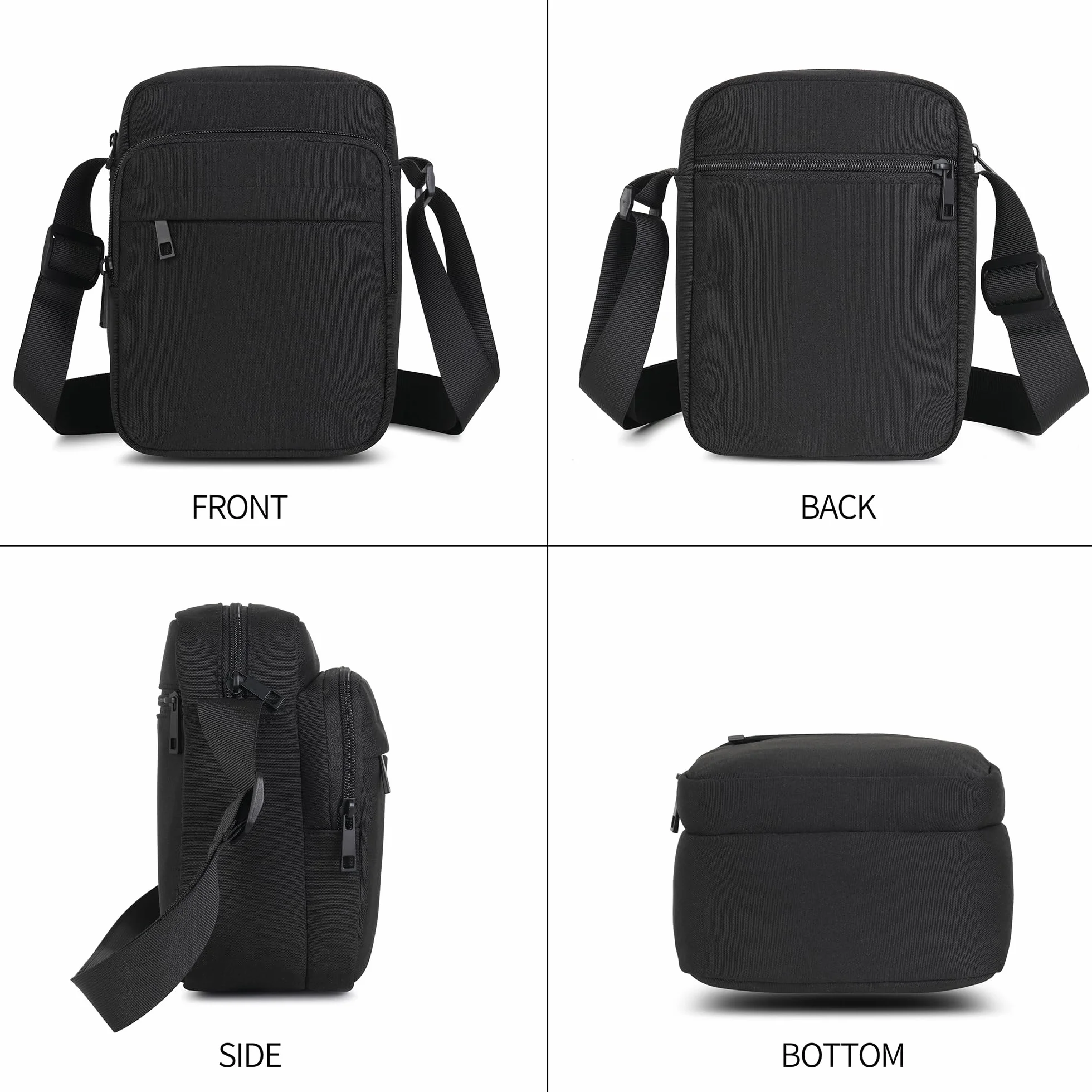 Męska torba na ramię, wodoodporna torba crossbody z zamkiem błyskawicznym i regulowanym paskiem, lekka podróżna torba boczna dla mężczyzn i kobiet, do pracy na świeżym powietrzu, na zakupy, do