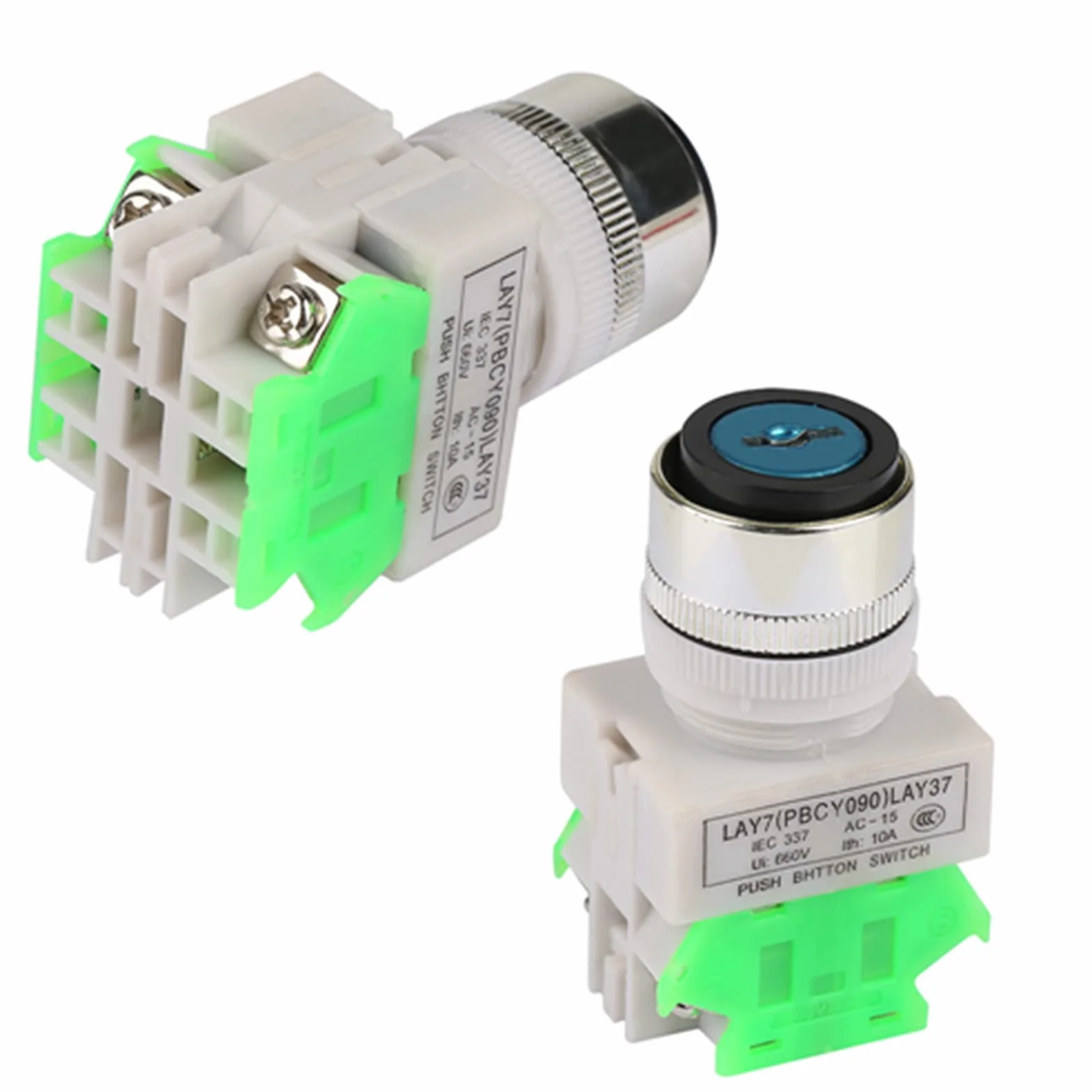 Przełącznik Obrotowy na Klucz 3-pozycyjny Przełącznik Blokady Klucza Zabezpieczającego LAY37-20Y/31 220V 5A Przełącznik Obrotowy 22mm Otwór Montażowy z 2 Kluczami Elektryczny Przełącznik z Blokadą Klu