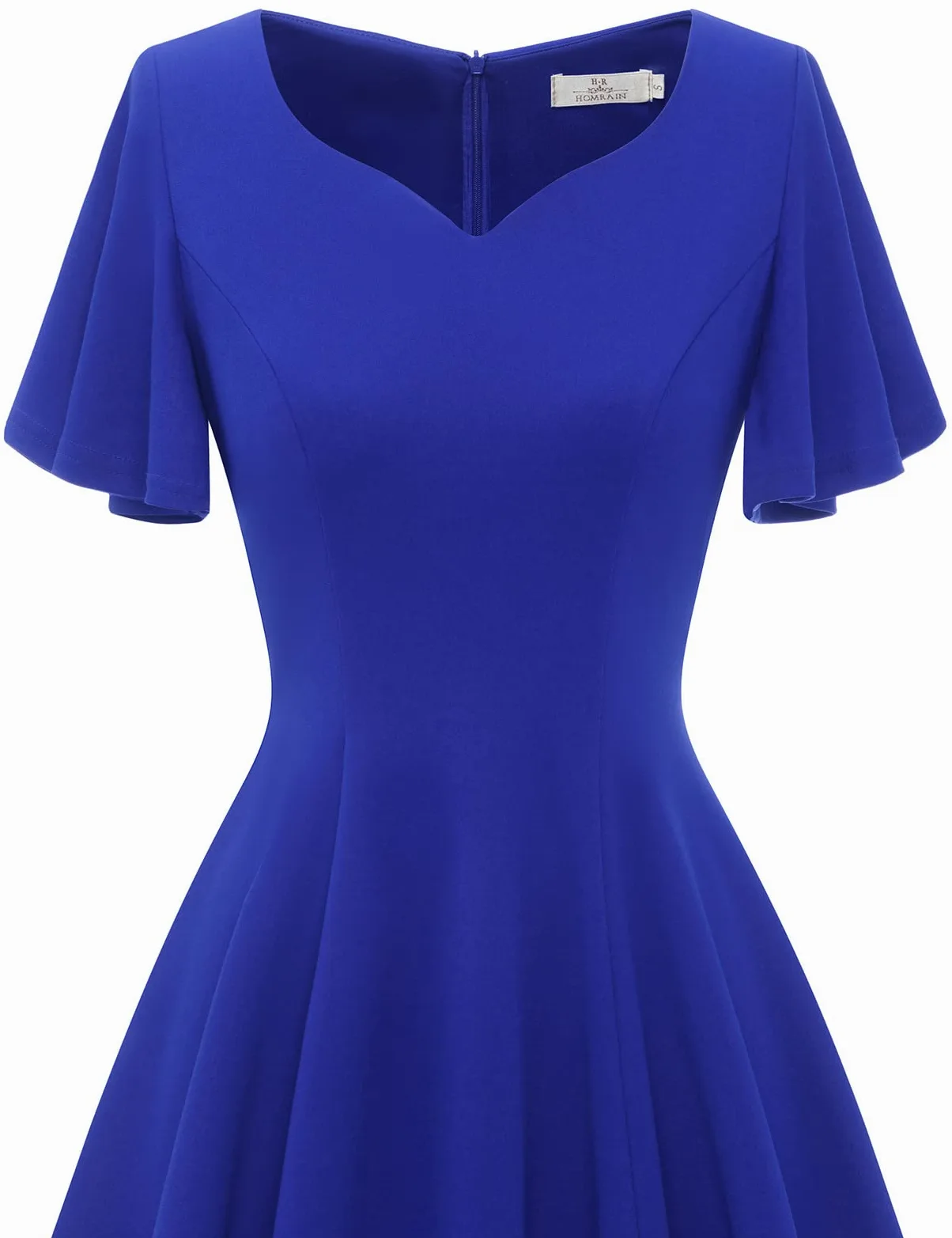 Homrain Damen Elegant Cocktailkleid 50er Jahre Rockabilly Knielang Vintage Kleid Faltenrock Retro Kleider V-Ausschnitt A-Line Abendkleid