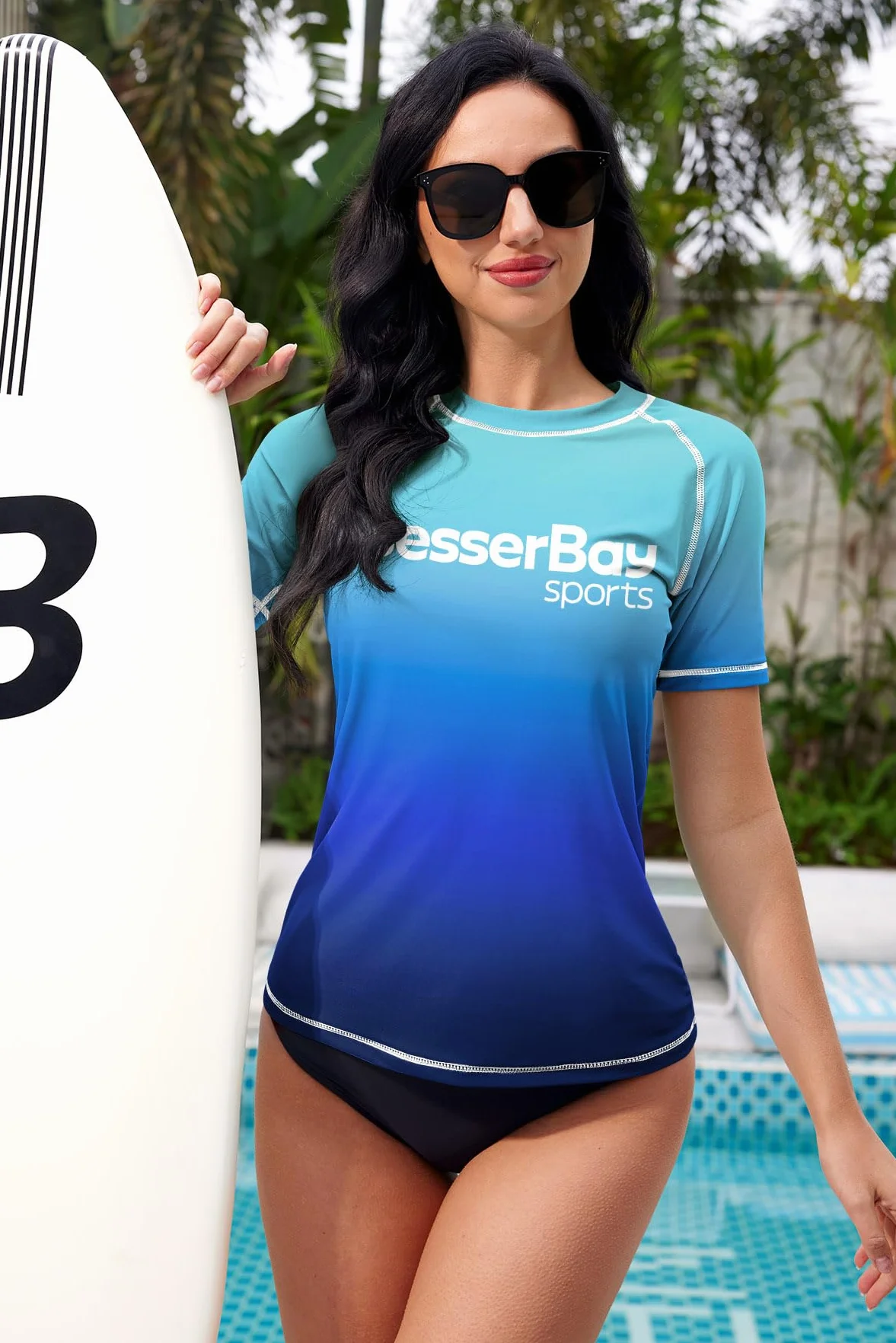 BesserBay Damska koszulka z okrągłym dekoltem z krótkim rękawem, szybkoschnąca, UPF 50+, S-XXL