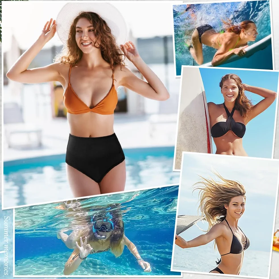flintronic Spodnie z epoki, bikini z wysokim stanem, bielizna menstruacyjna, szczelna bielizna, spodnie kąpielowe, odpowiednie do pływania, dla dziewcząt, nastolatków, kobiet, czarne