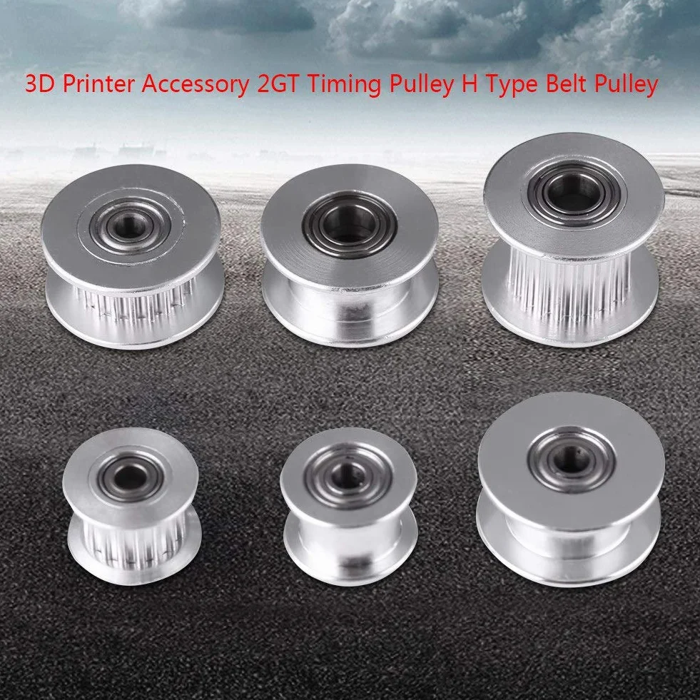 Akcesoria do drukarek 3D, 5 sztuk aluminiowego koła rozrządu 2GT, średnica otworu 3 mm / 5 mm, 16/20 zębów lub bez zębów dla szerokości paska 6 mm / 10 mm (W6 mm, 20T, otwór 3, ząb)