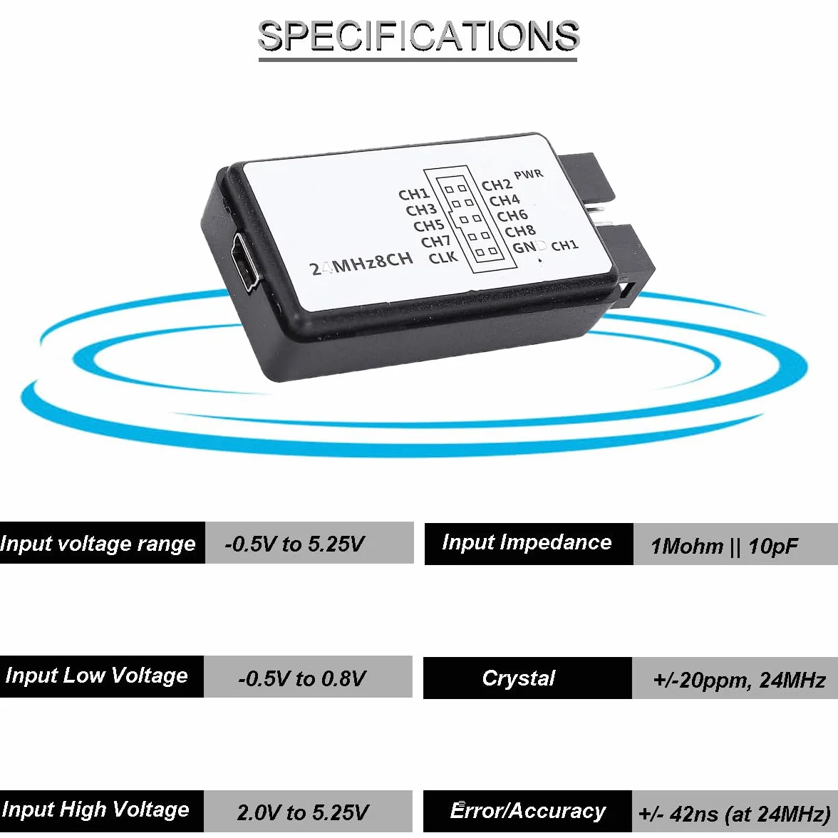 USB Logic Analyzer Device 24 MHz 8CH 8 kanałów UART IIC SPI Debug z kablem mini USB DuPont kabel 6 kolorów haczyków testowych Clip Set do Arduino FPGA M100 SCM